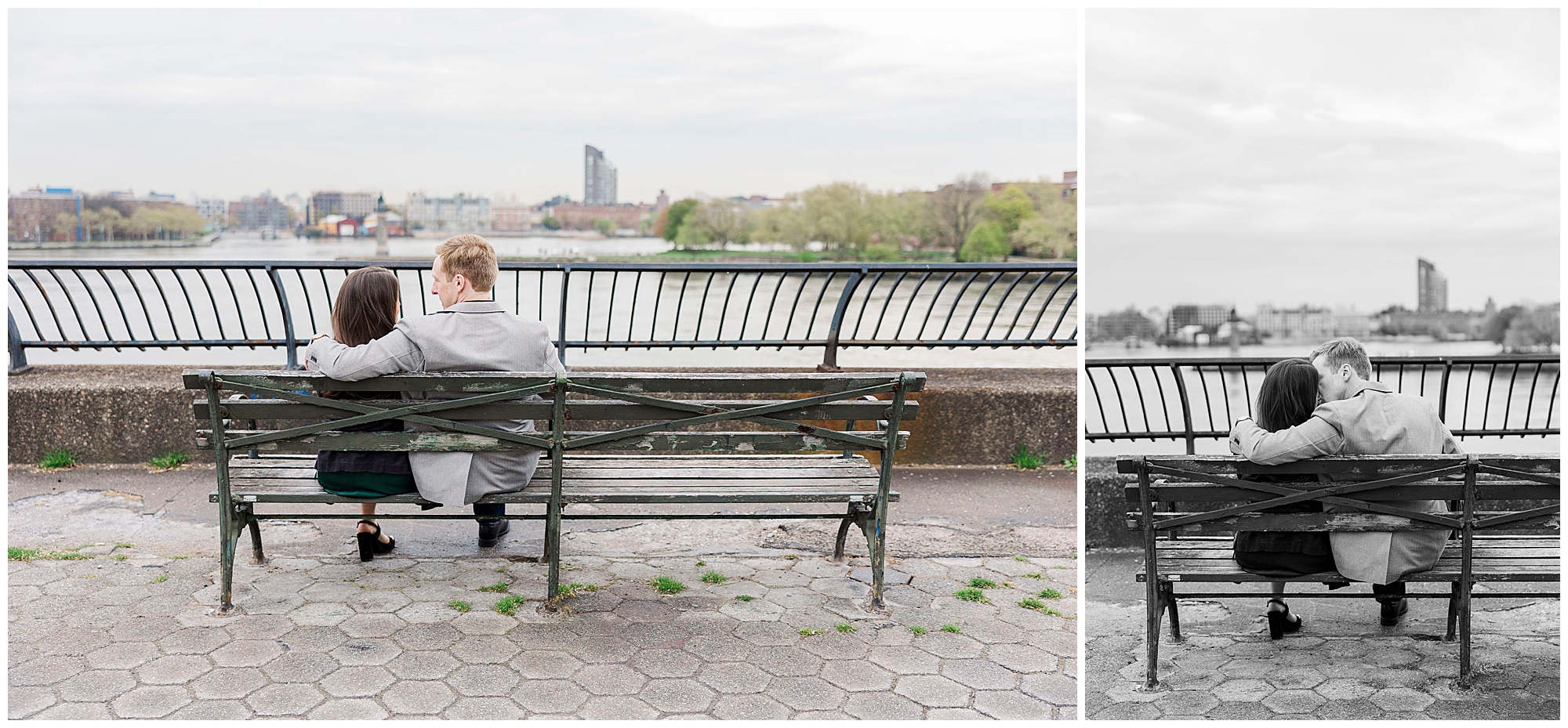 Cheerful carl schurz park engagement shoot in Spring