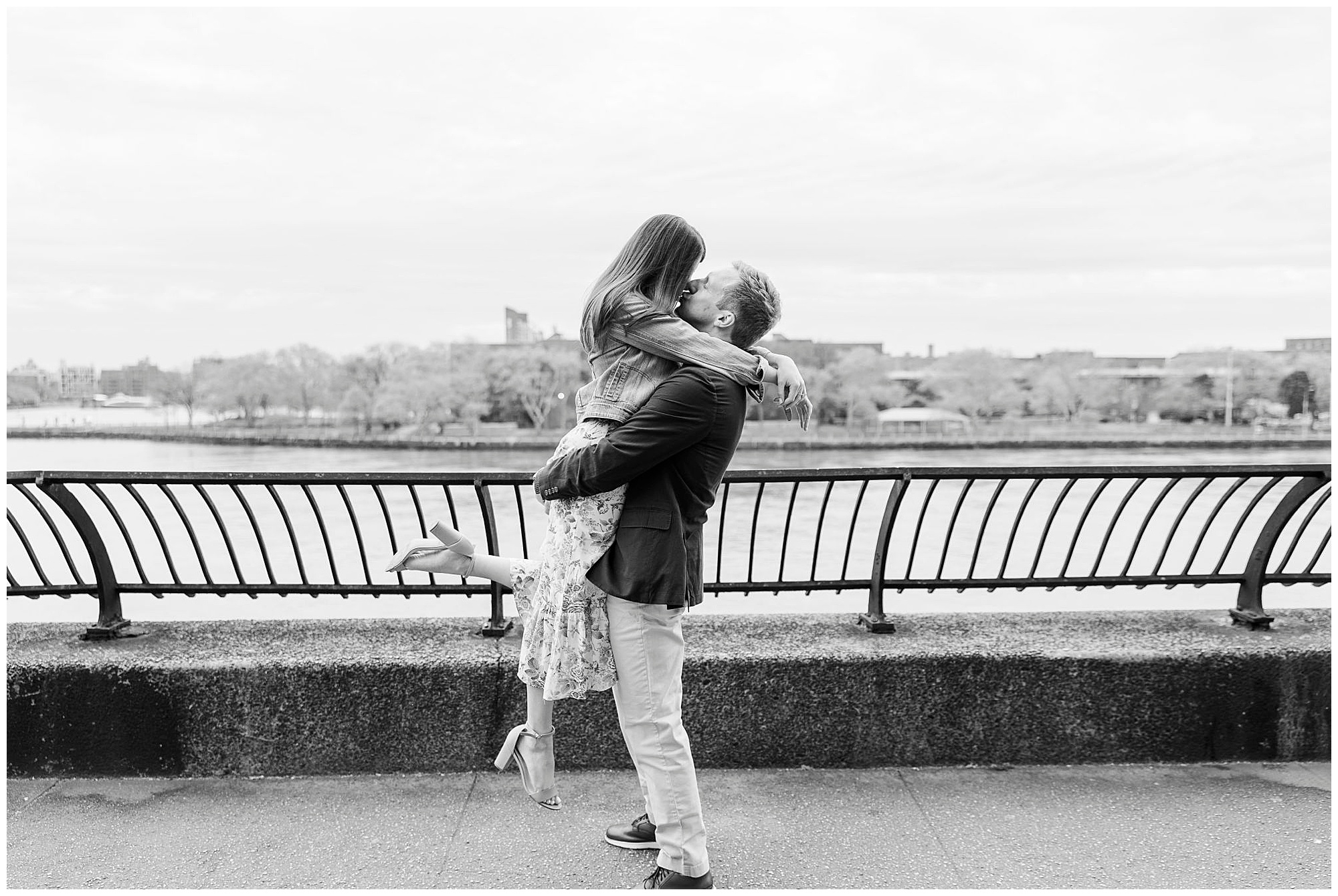 Fun carl schurz park engagement shoot in Spring