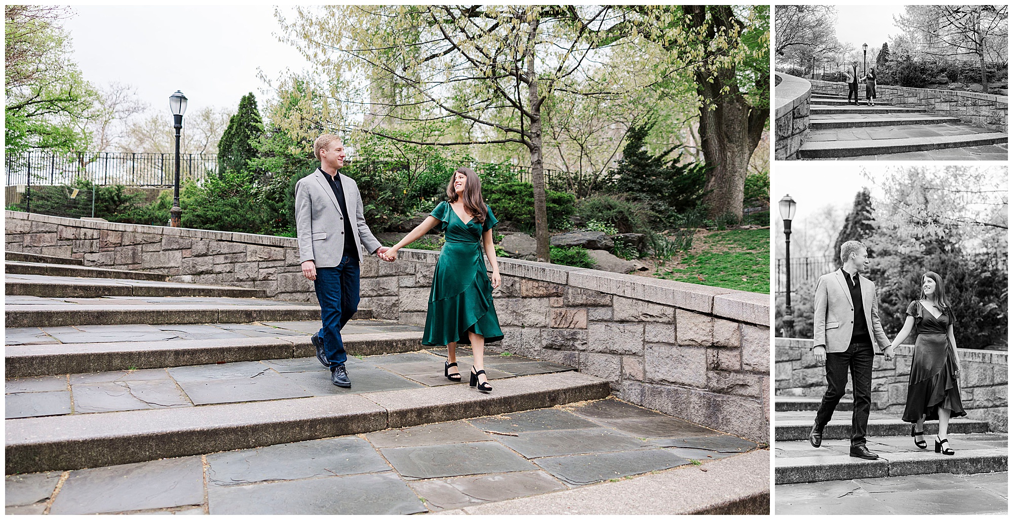 Vibrant carl schurz park engagement shoot in Spring