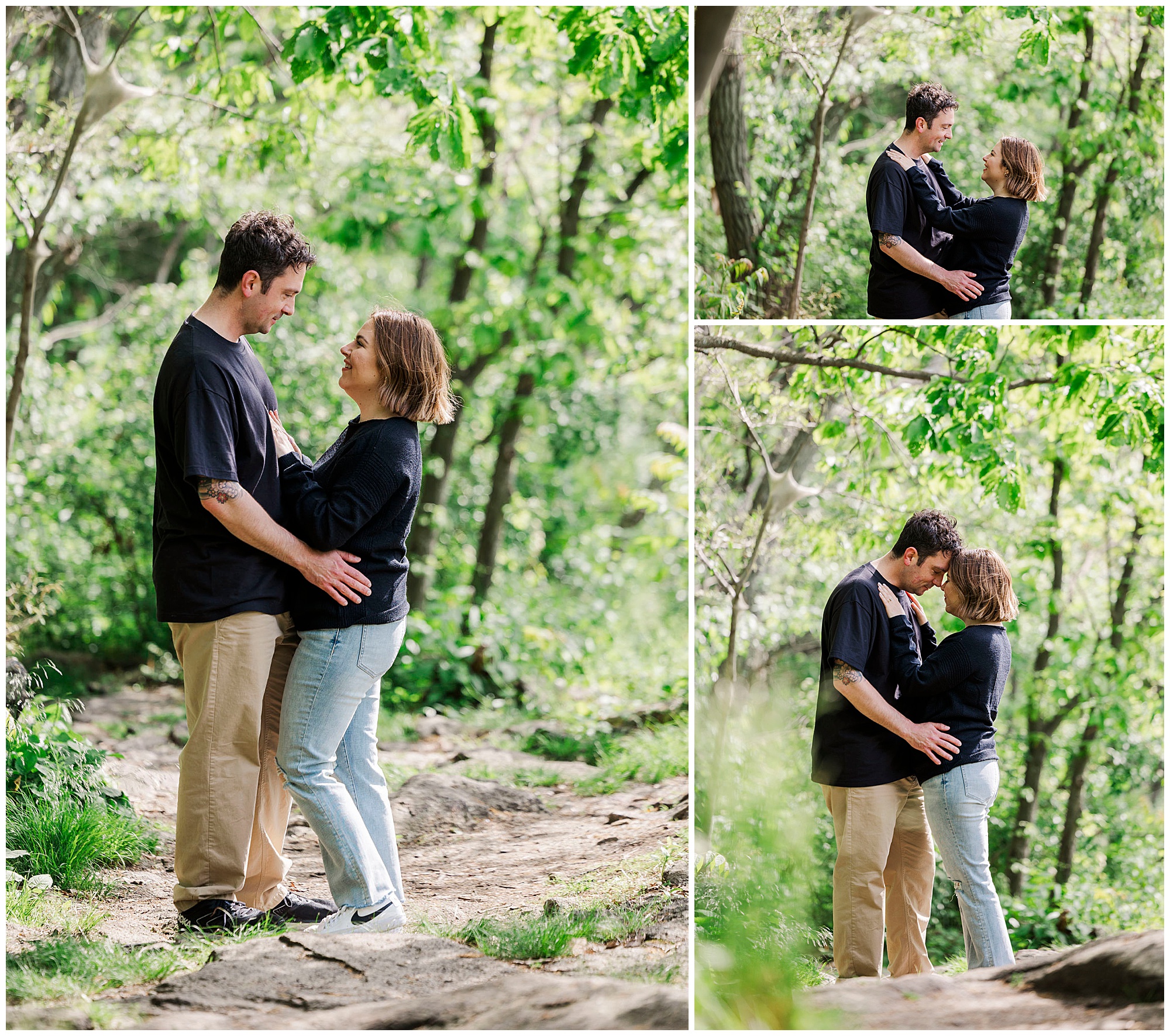 Cheerful little stony point park engagement shoot