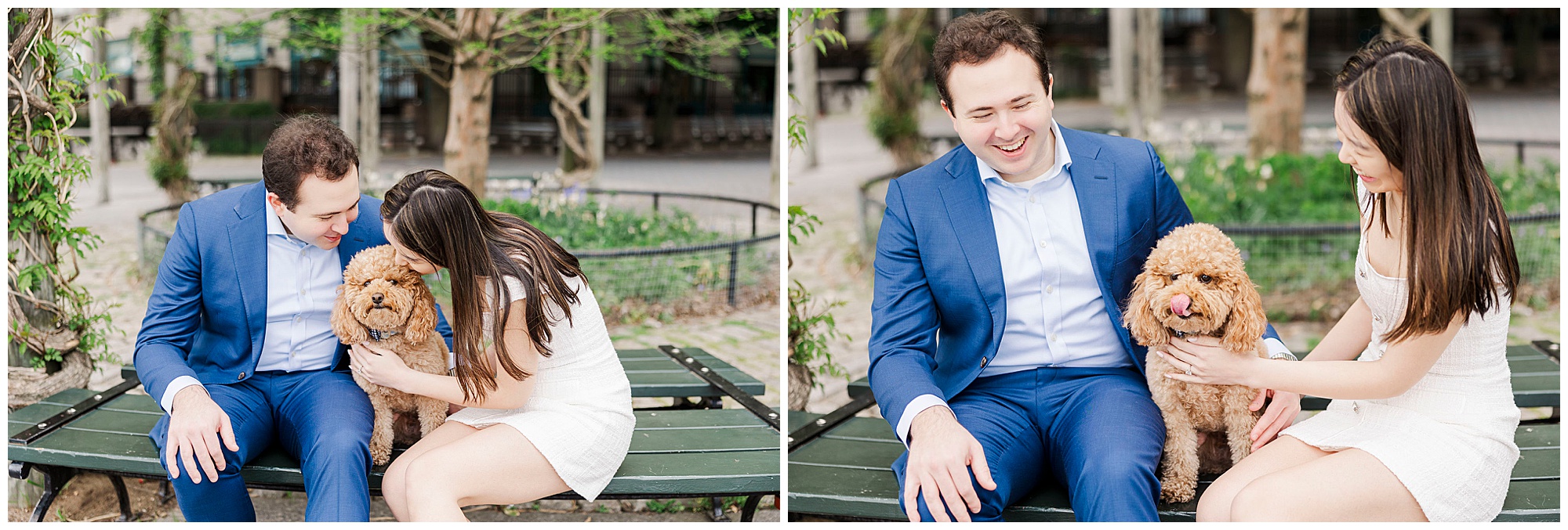 Joyful engagement session at battery park