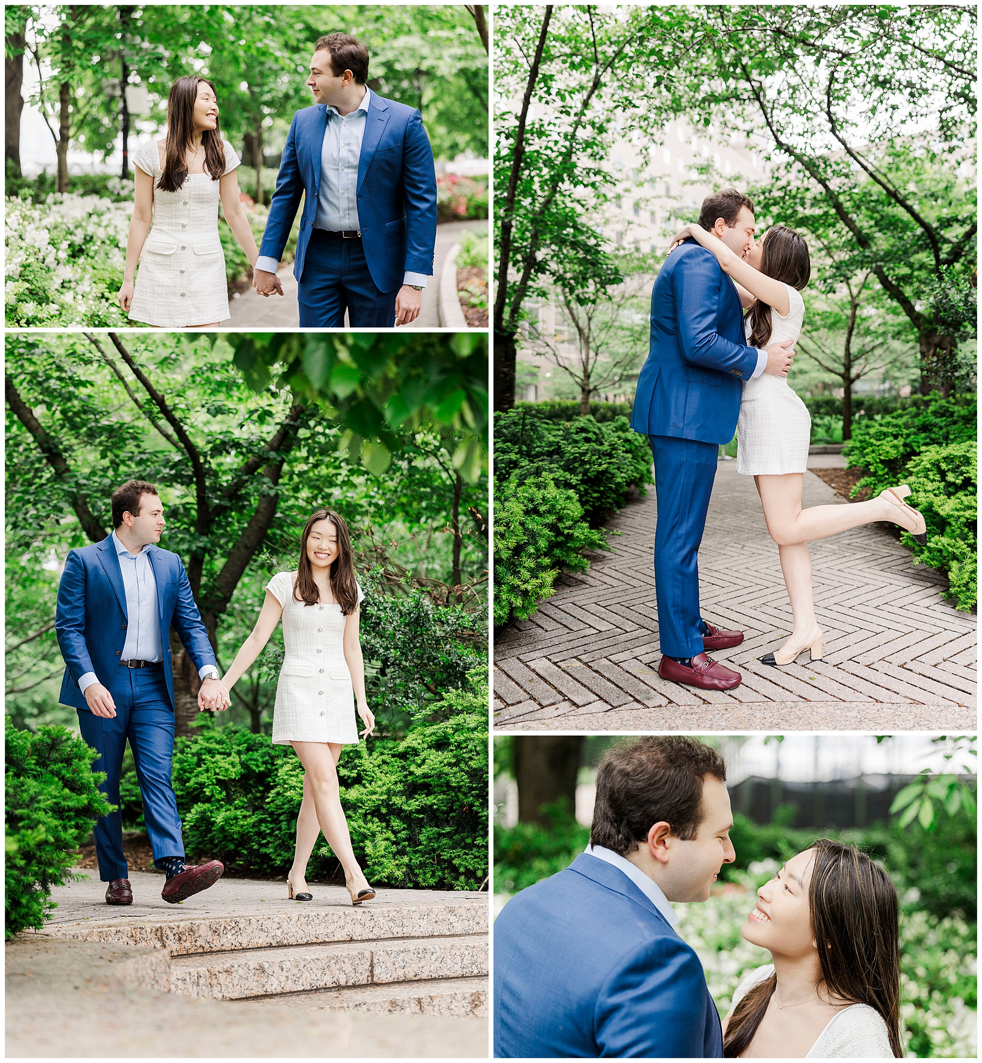 Playful engagement session at battery park