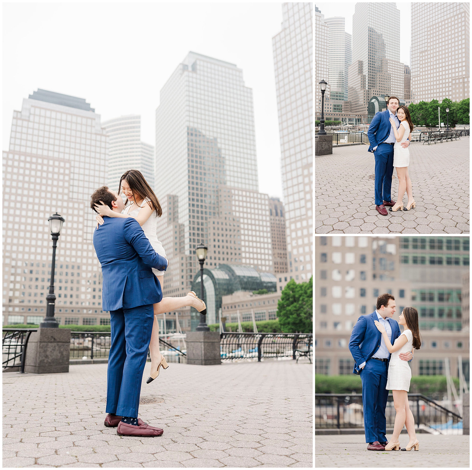 Joyous engagement session at battery park