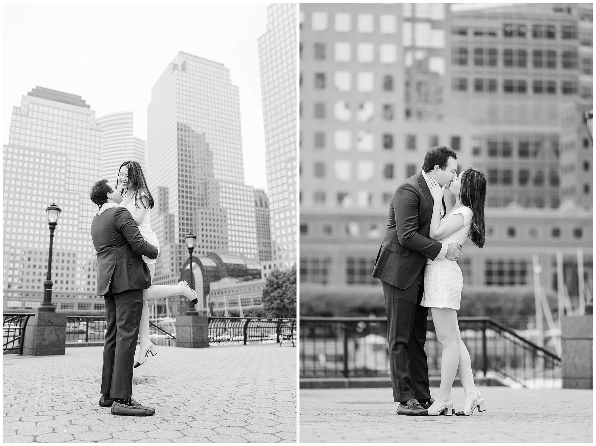 Candid engagement session at battery park