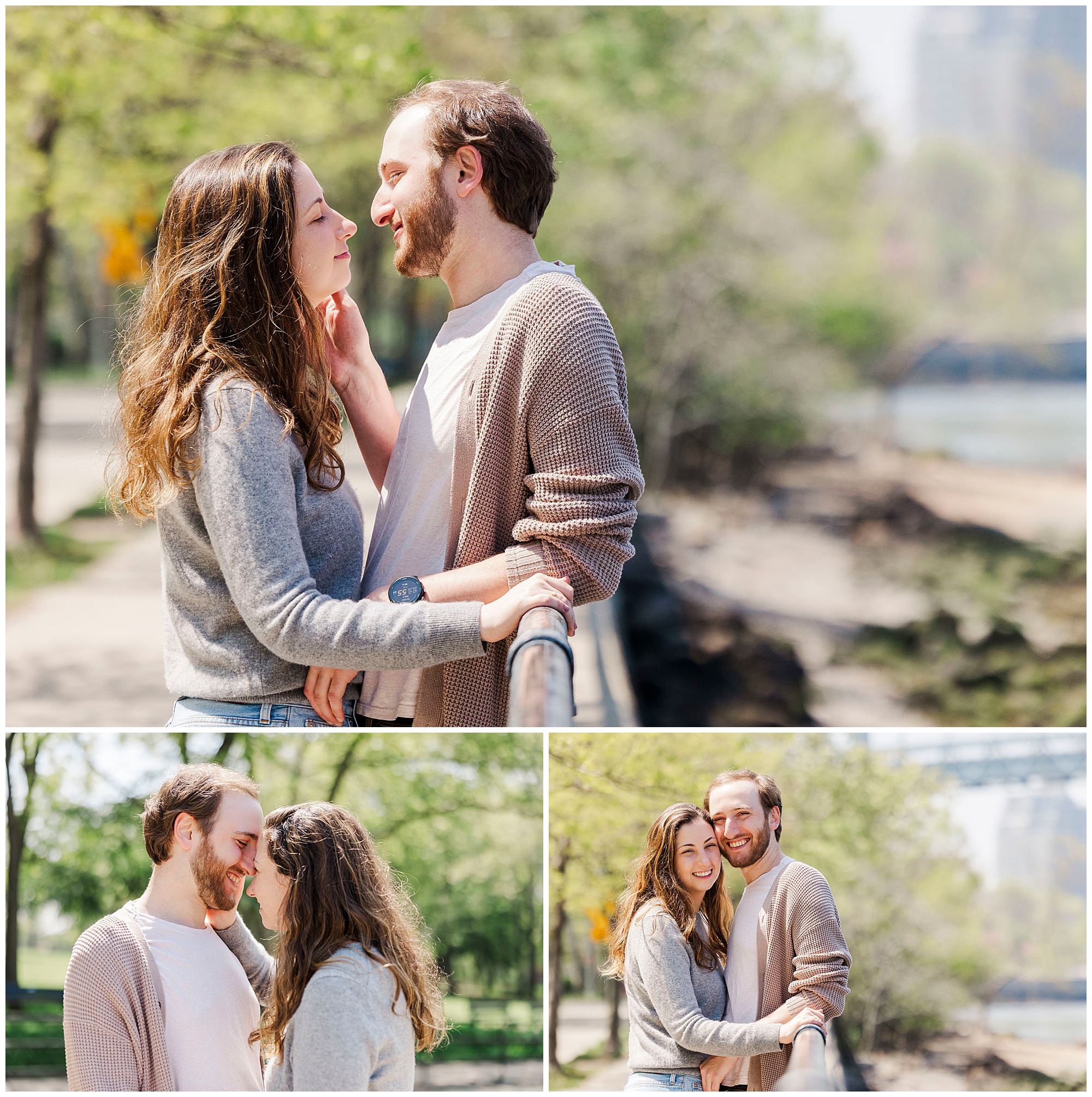 Candid engagement photos at astoria park