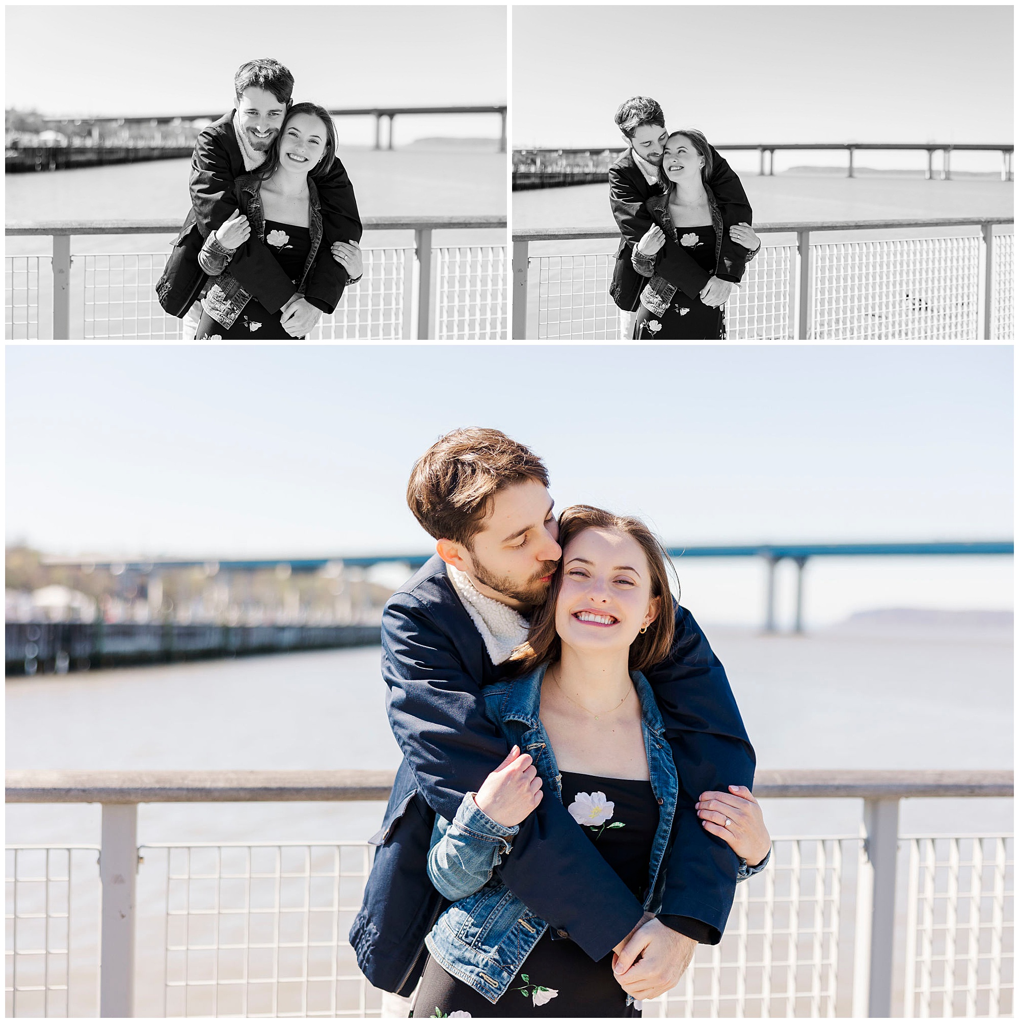 Vibrant hudson riverwalk park engagement photos