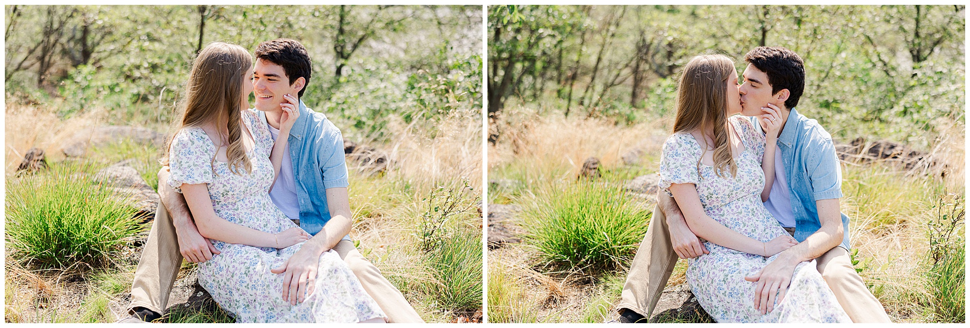 Playful stonecrop gardens engagement photos