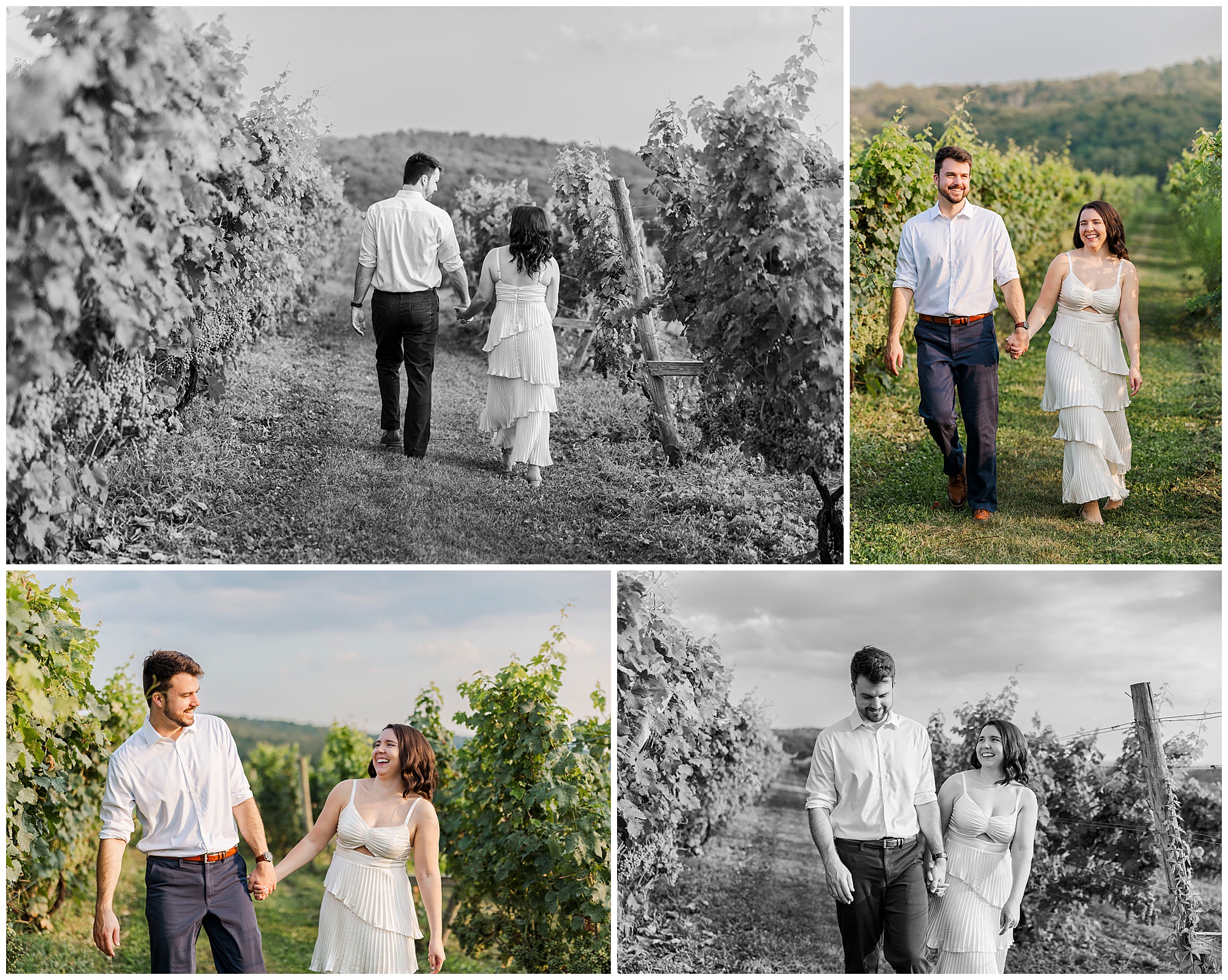 Candid engagement photos at millbrook winery