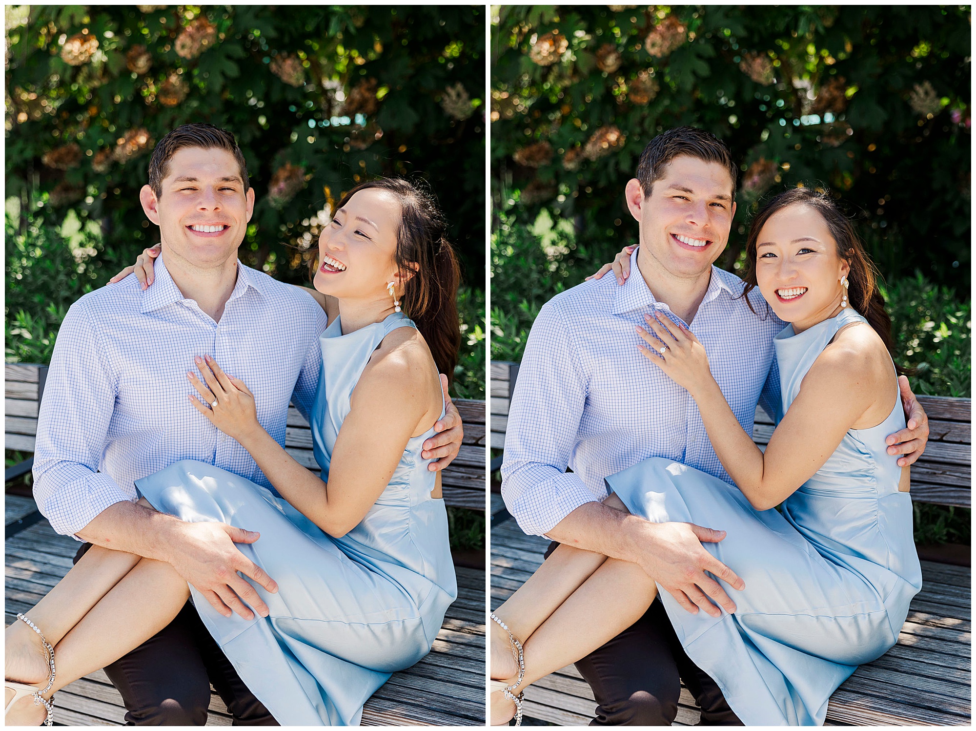 Playful domino park engagement session