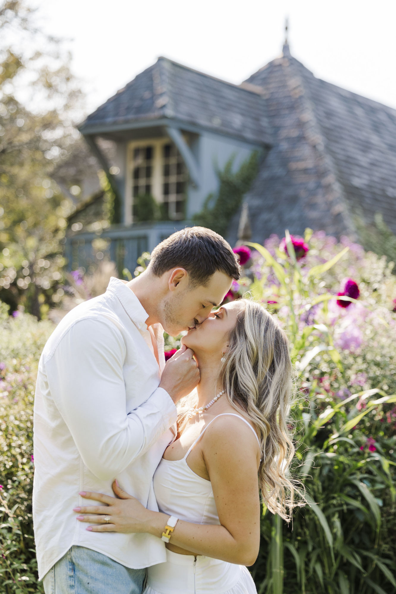 Colorful stonecrop gardens engagement shoot