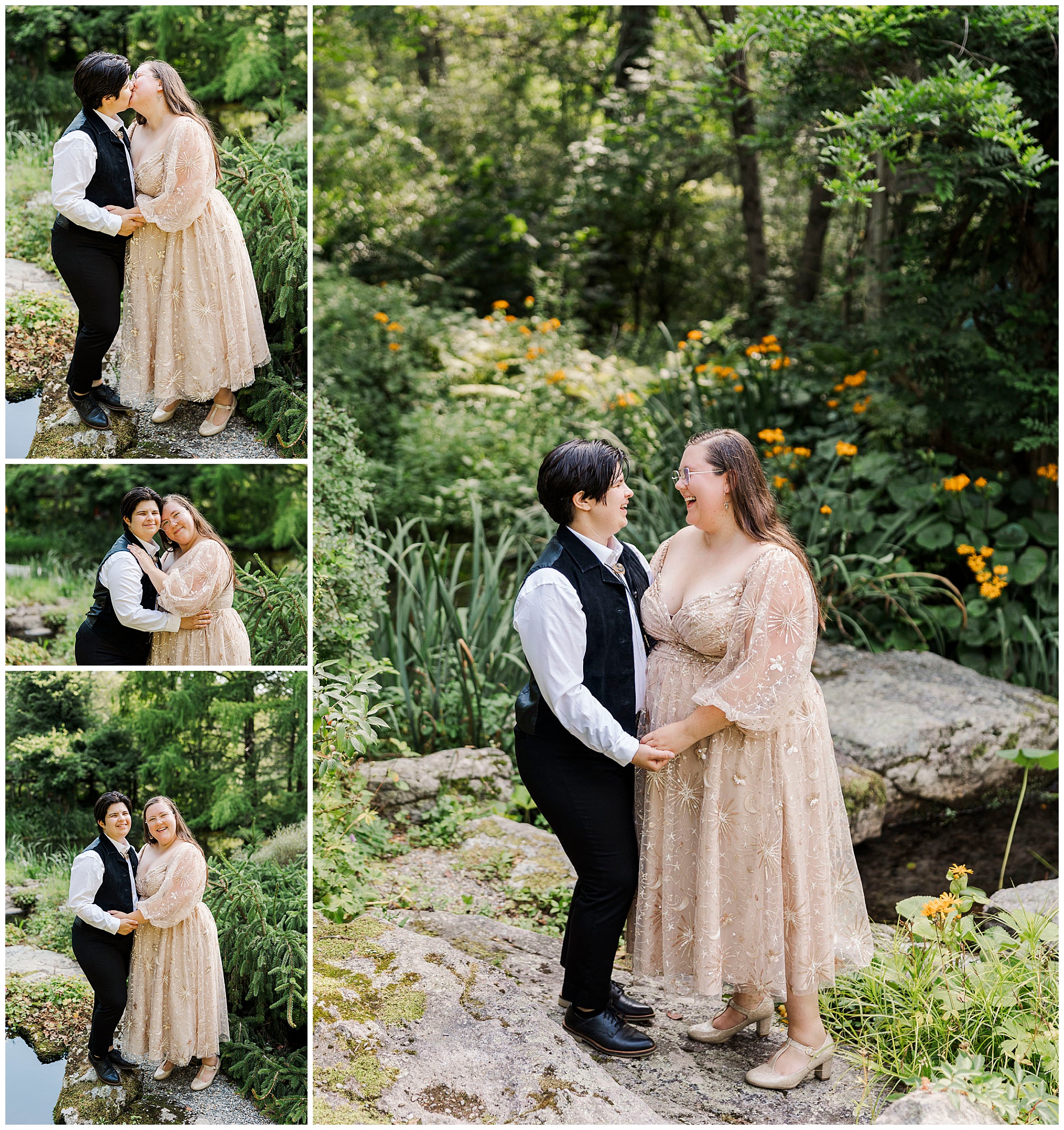 Beautiful stonecrop gardens engagement photo shoot