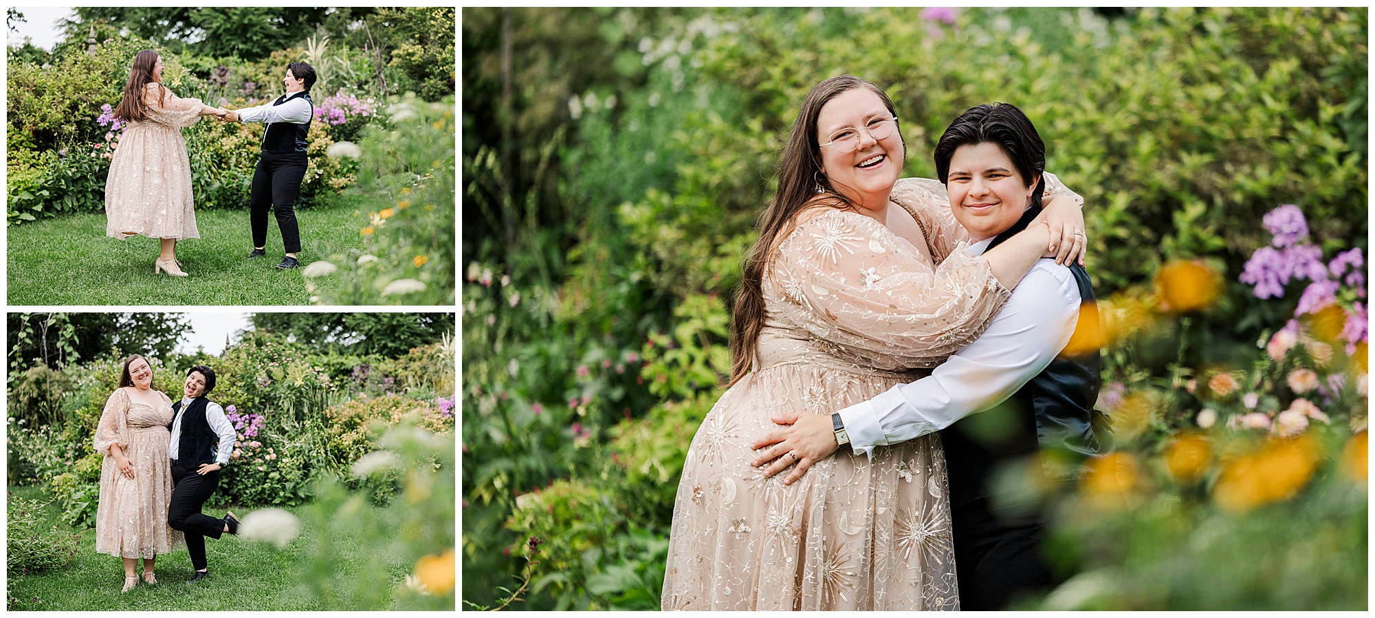 Whimsical stonecrop gardens engagement photo shoot