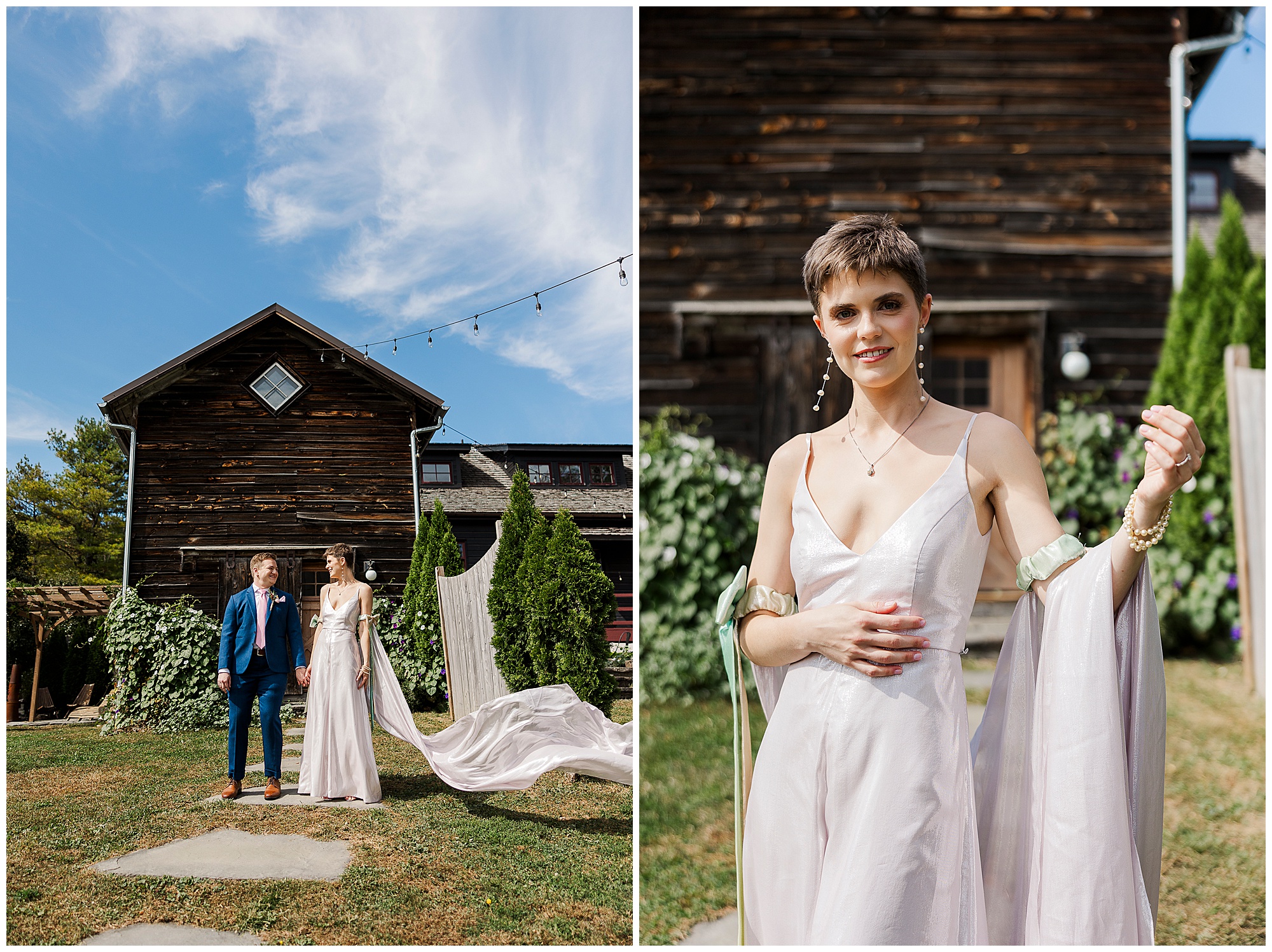 Authentic catskills wedding at owl\'s hoot barn