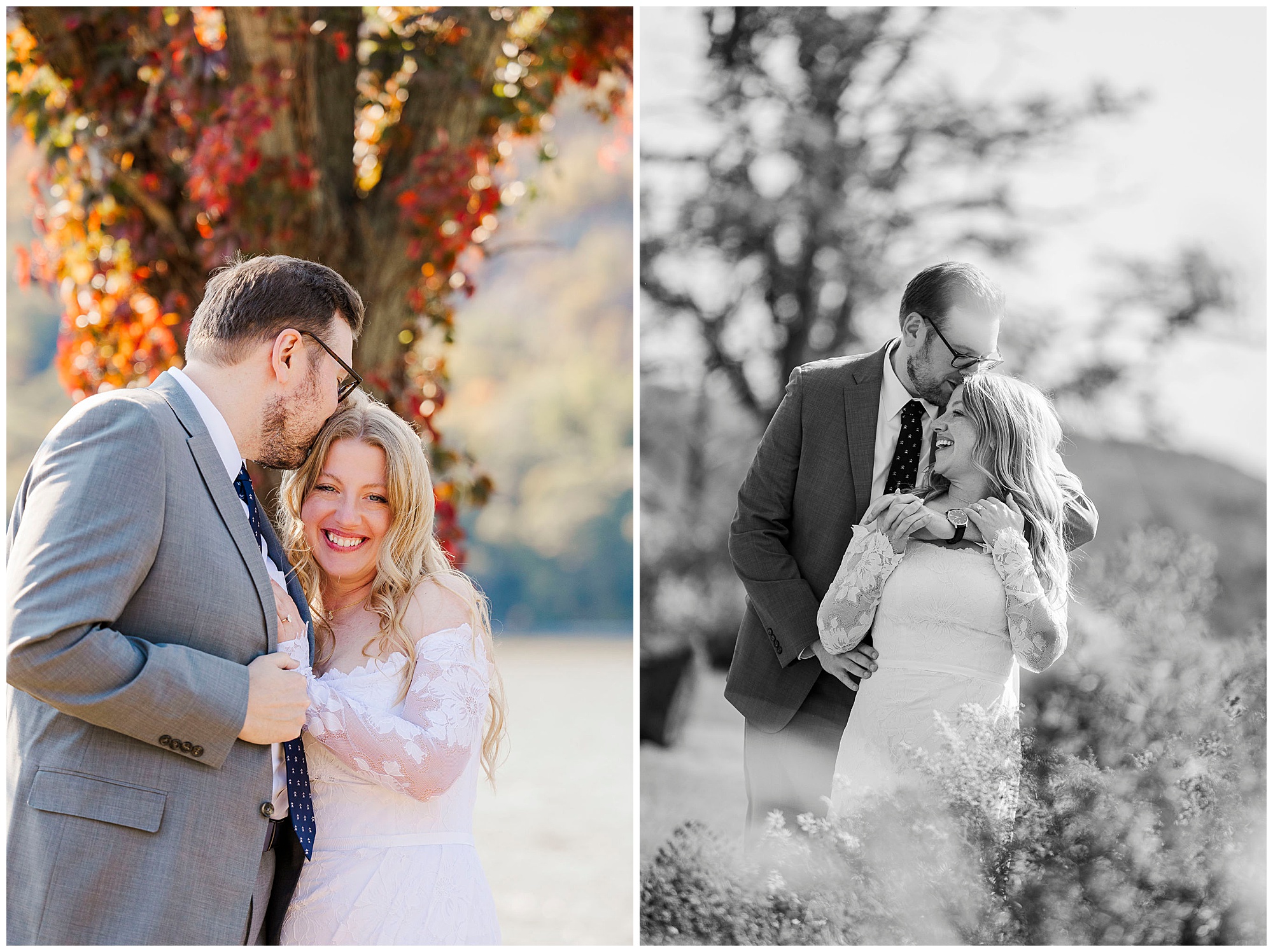 Sweet cold spring elopement in fall