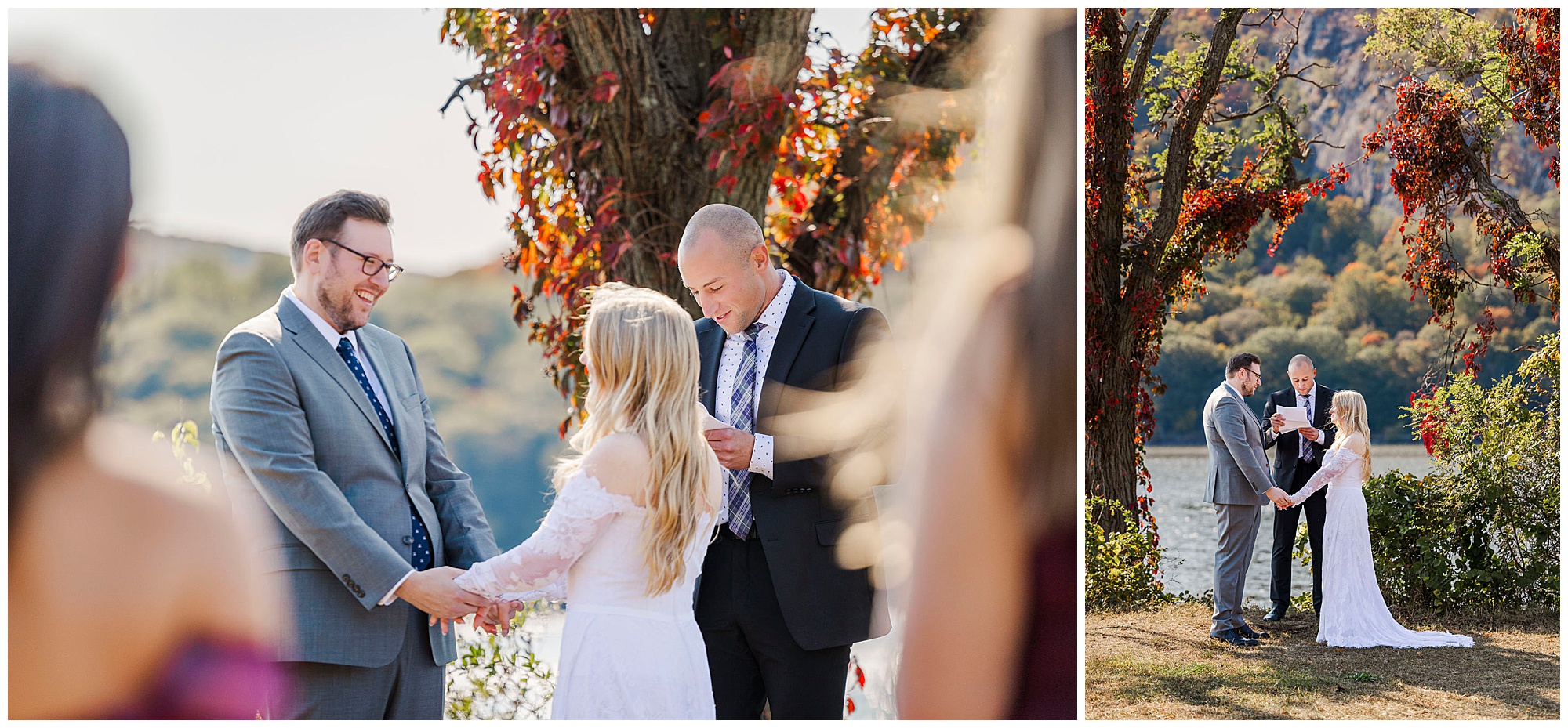 Colorful cold spring elopement in fall