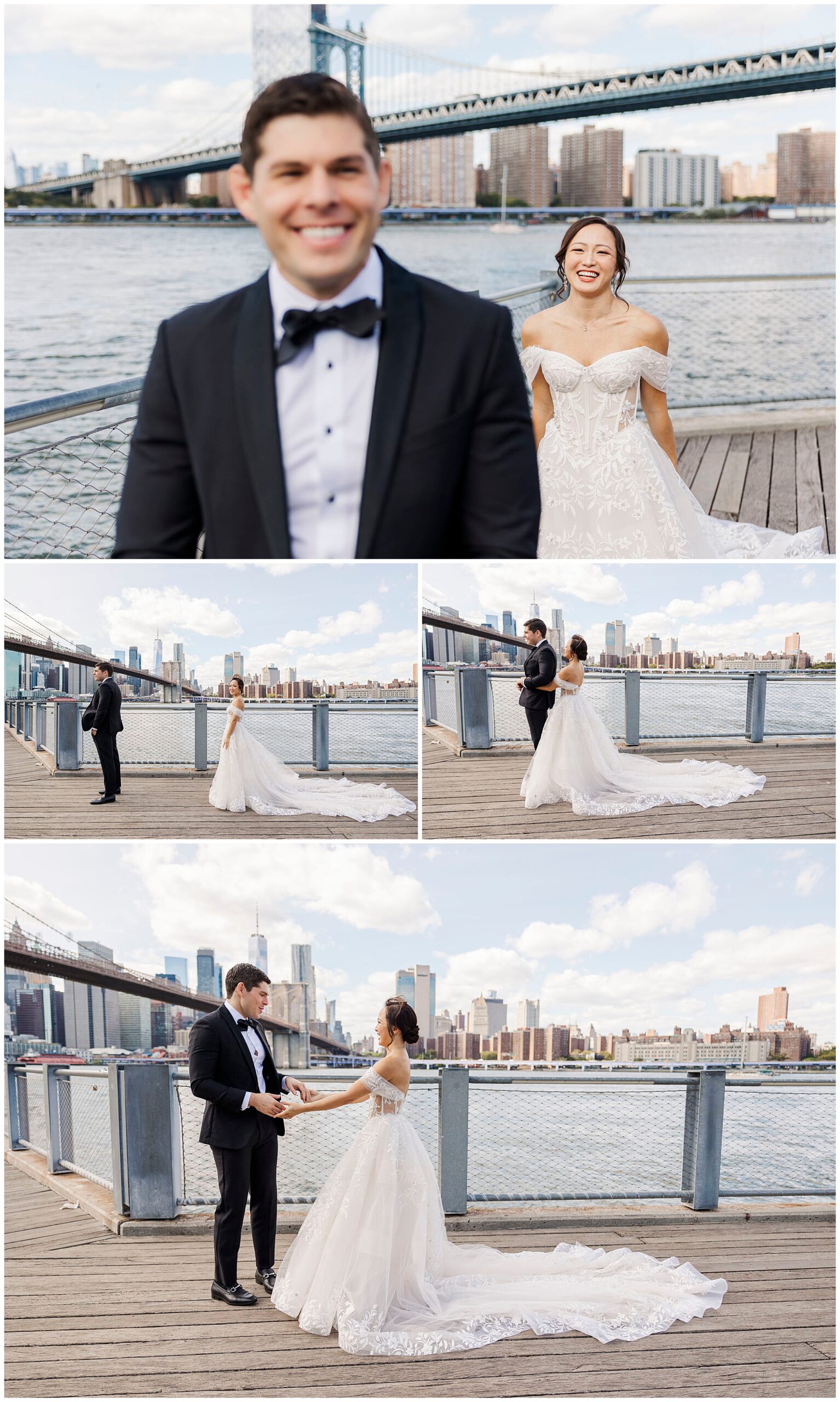 Modern river café wedding in brooklyn, ny