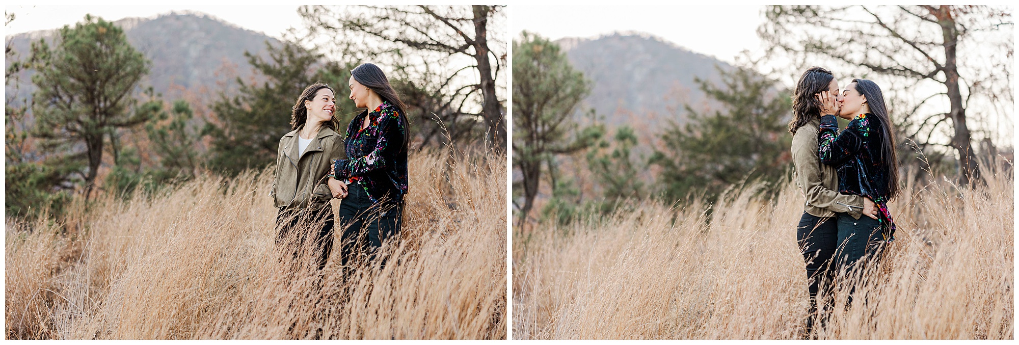 Joyful cold spring engagement photos