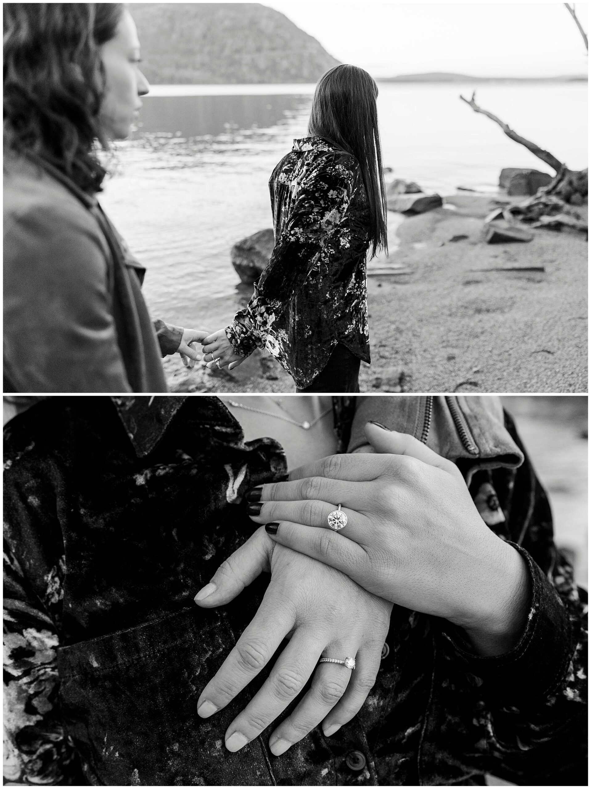 Romantic cold spring engagement photos