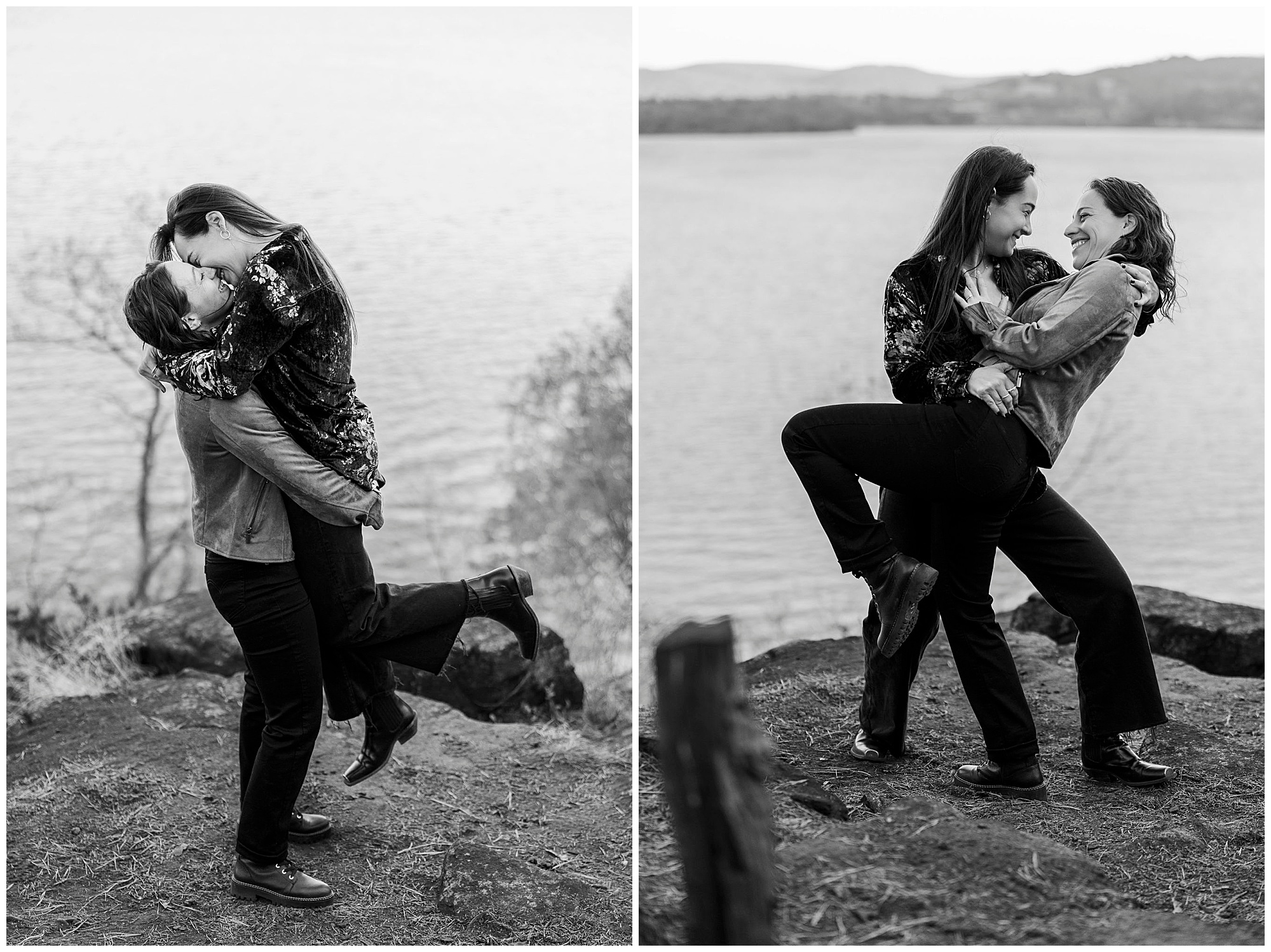 Fun cold spring engagement photos