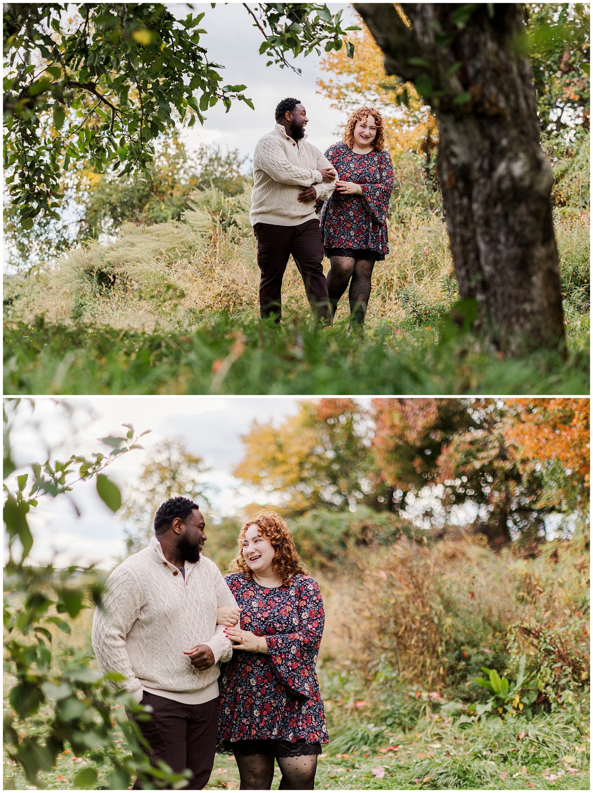 Personal apple picking engagement photos in hudson valley