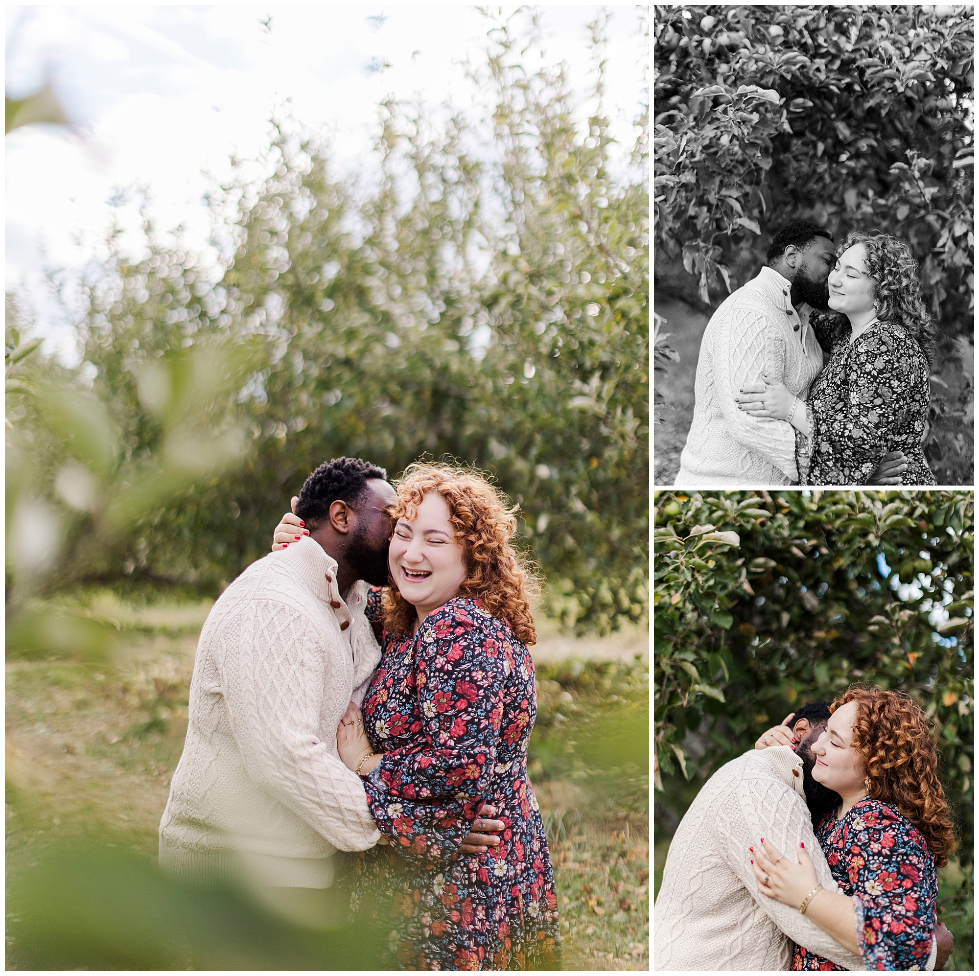 Heartfelt apple picking engagement photos in hudson valley