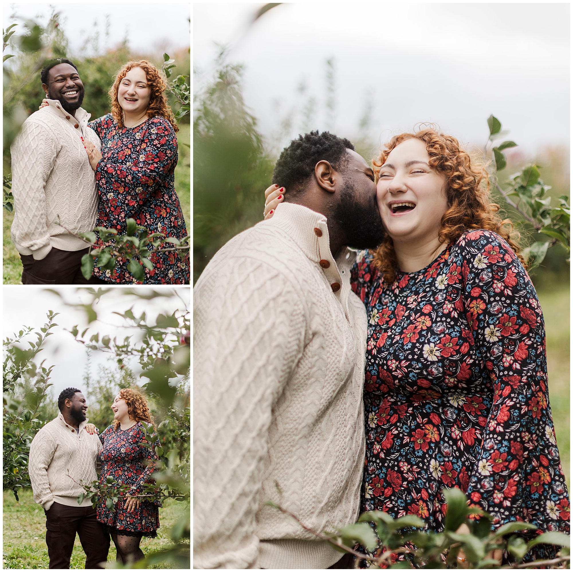 Iconic apple picking engagement photos in hudson valley