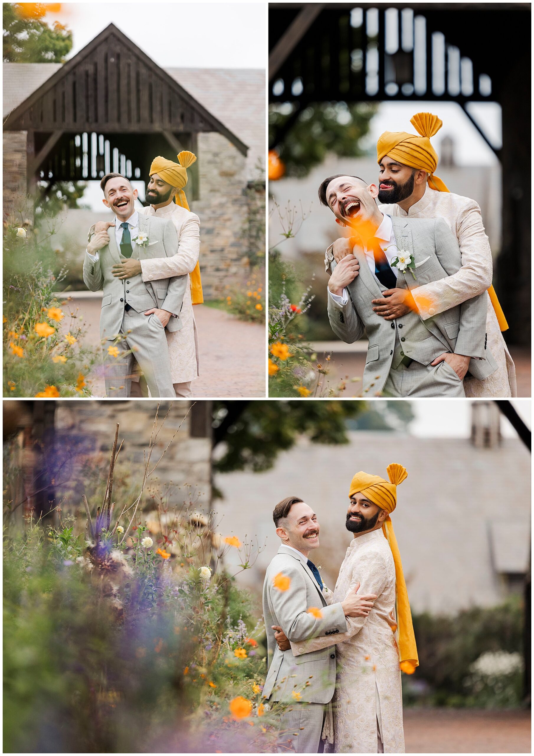 Vibrant blue hill at stone barns wedding