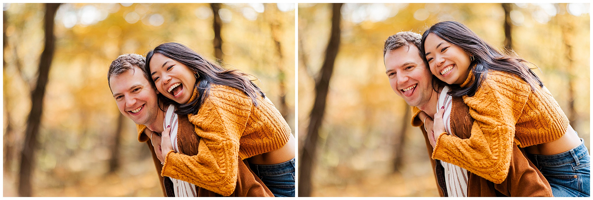 Colorful rockefeller state park engagement session