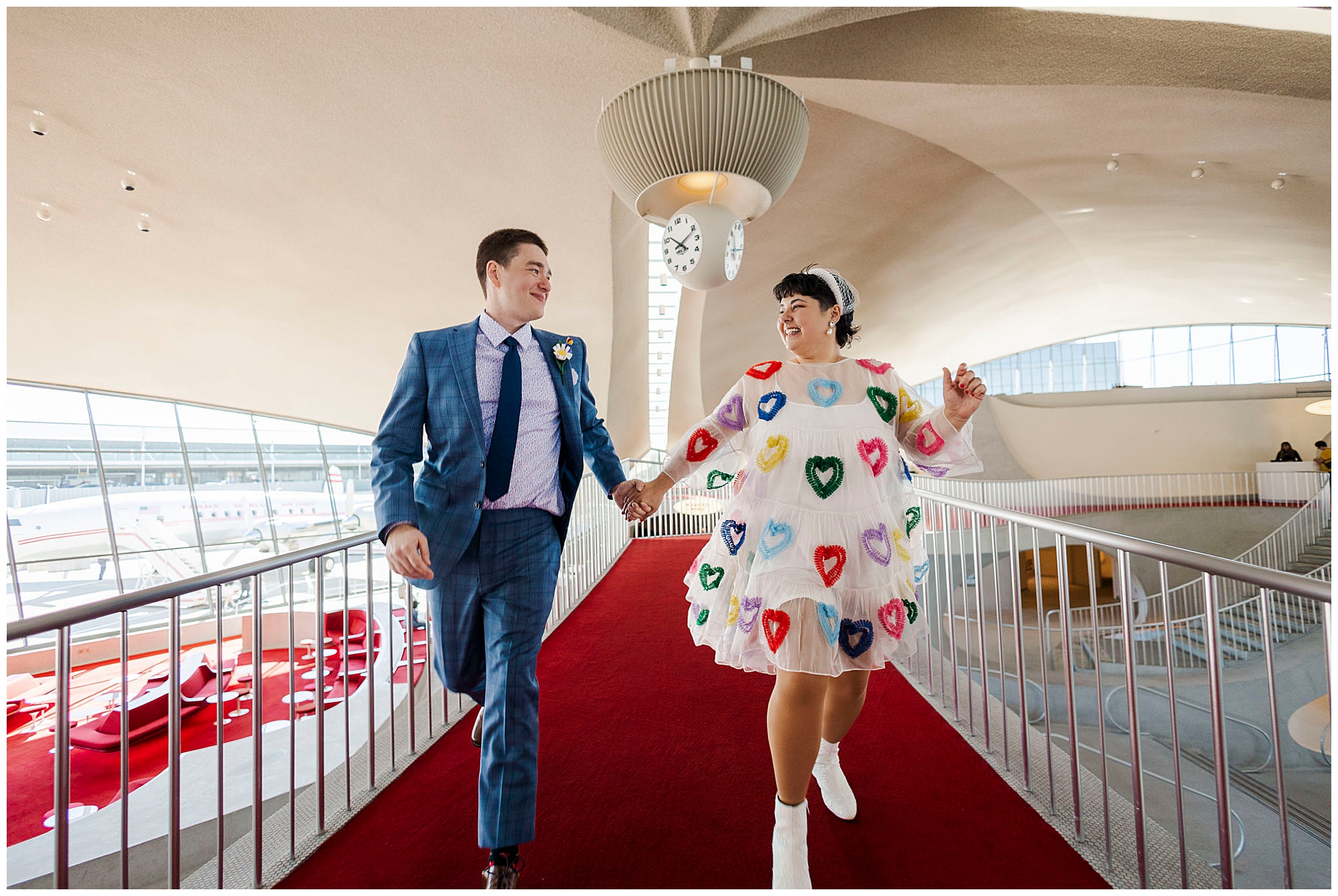 Whimsical TWA hotel elopement