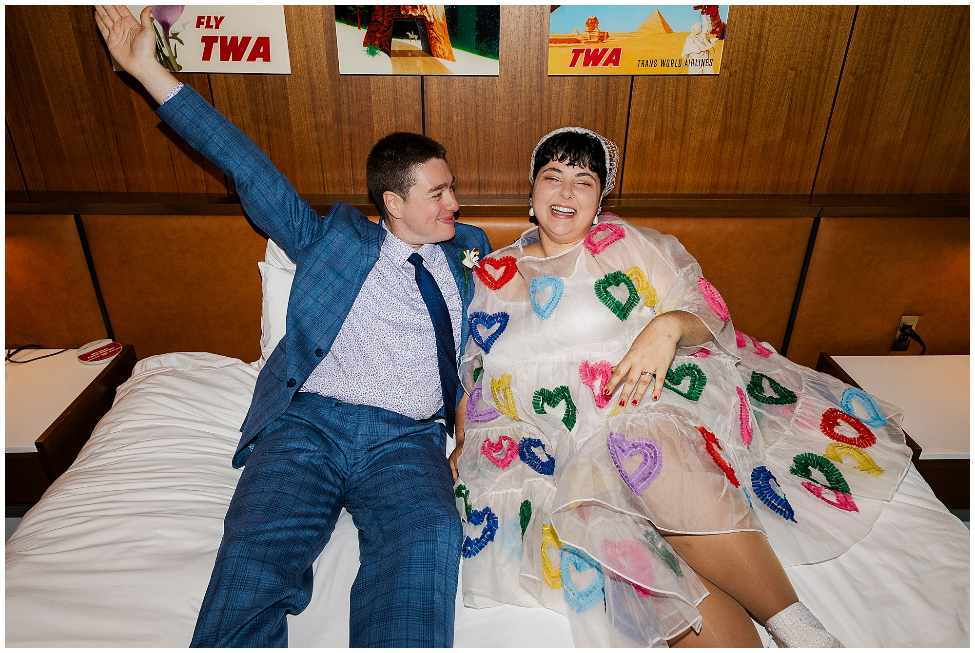 Vibrant TWA hotel elopement