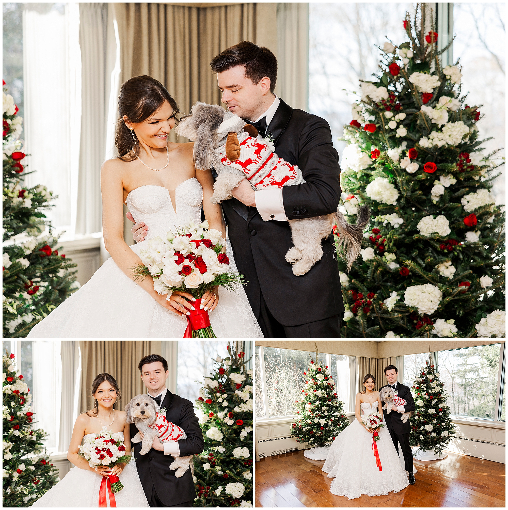 Christmas-themed tappan hill mansion wedding