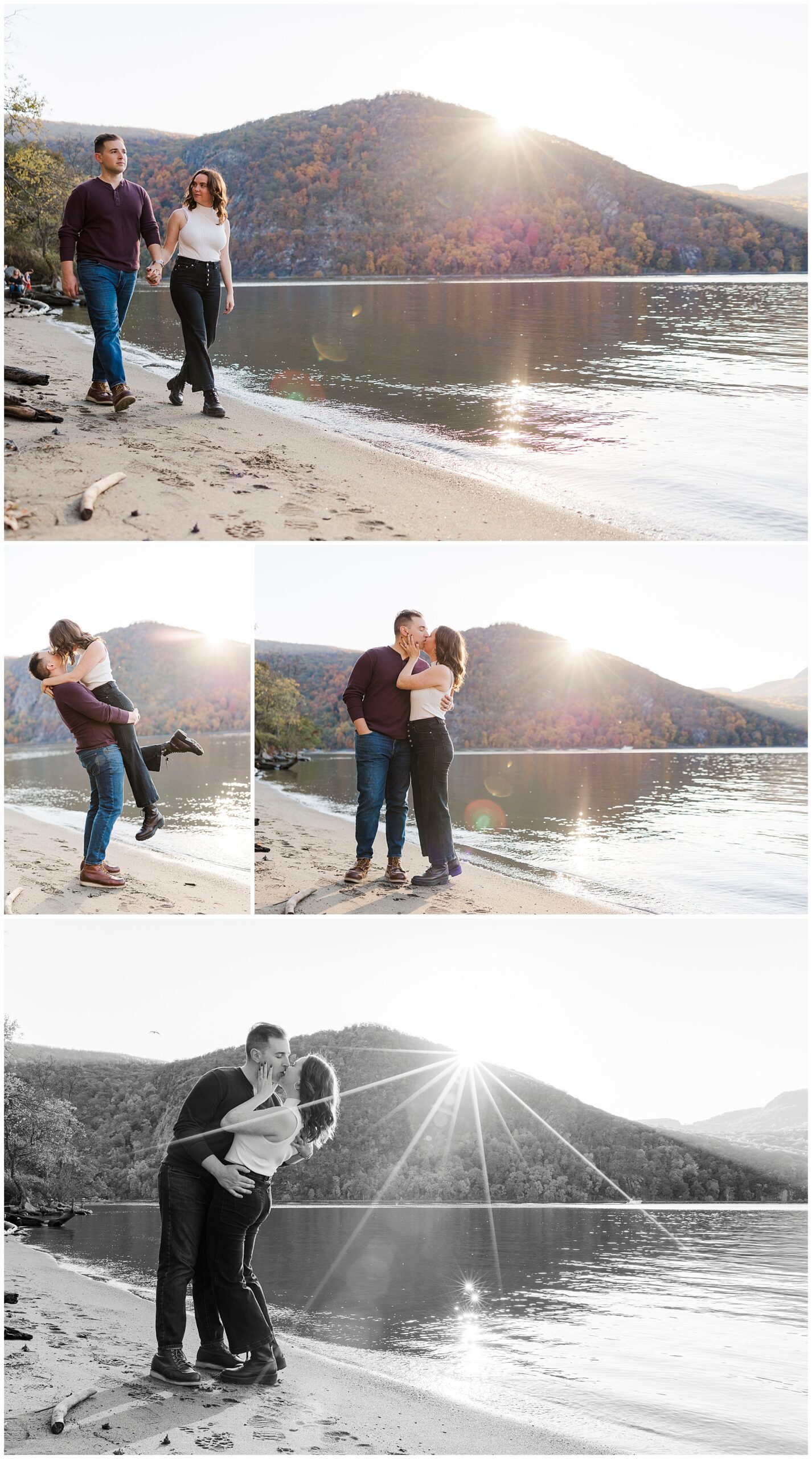 Stylish wonderbar engagement session in beacon, ny