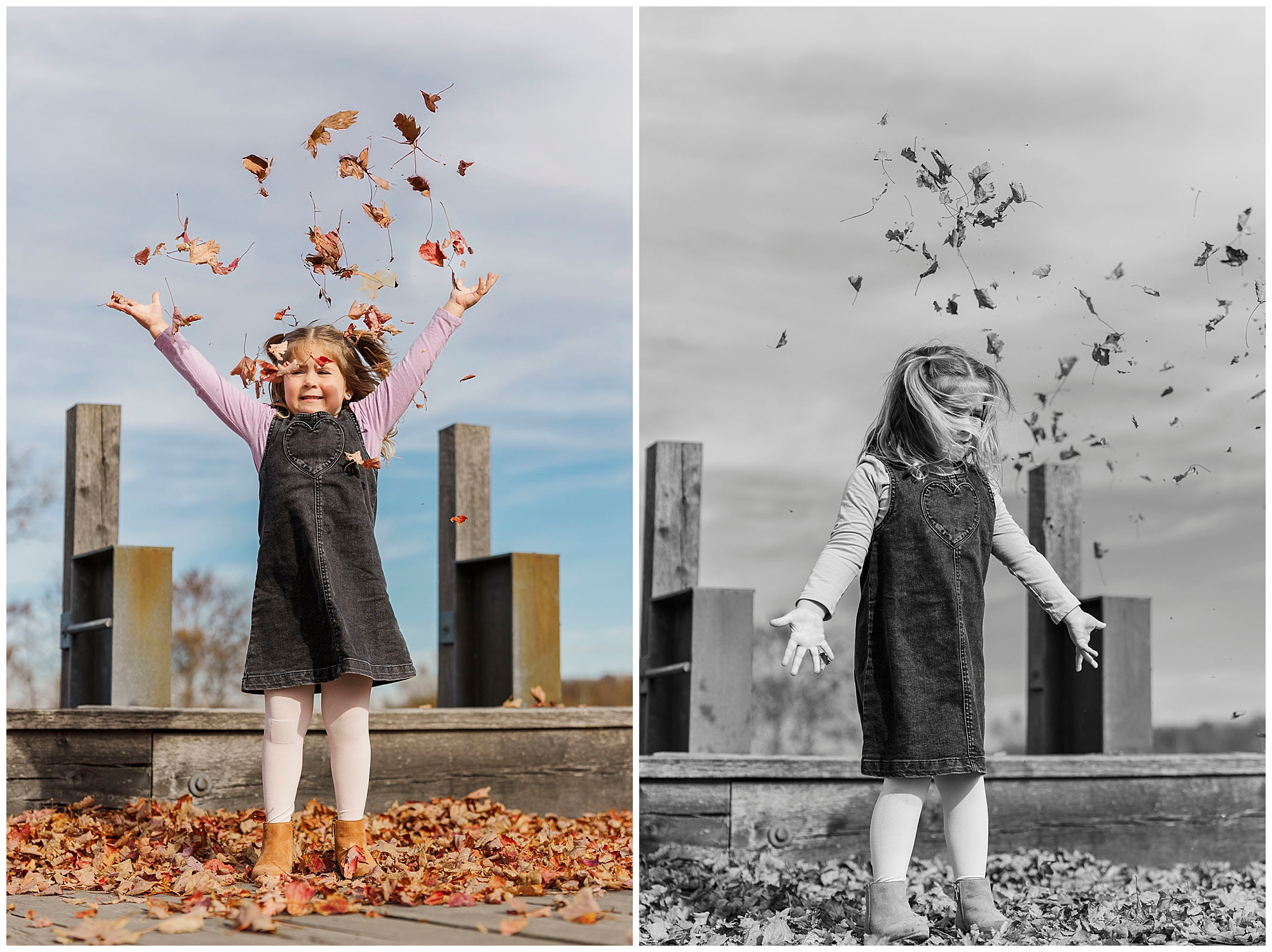 Vibrant long dock park family photoshoot