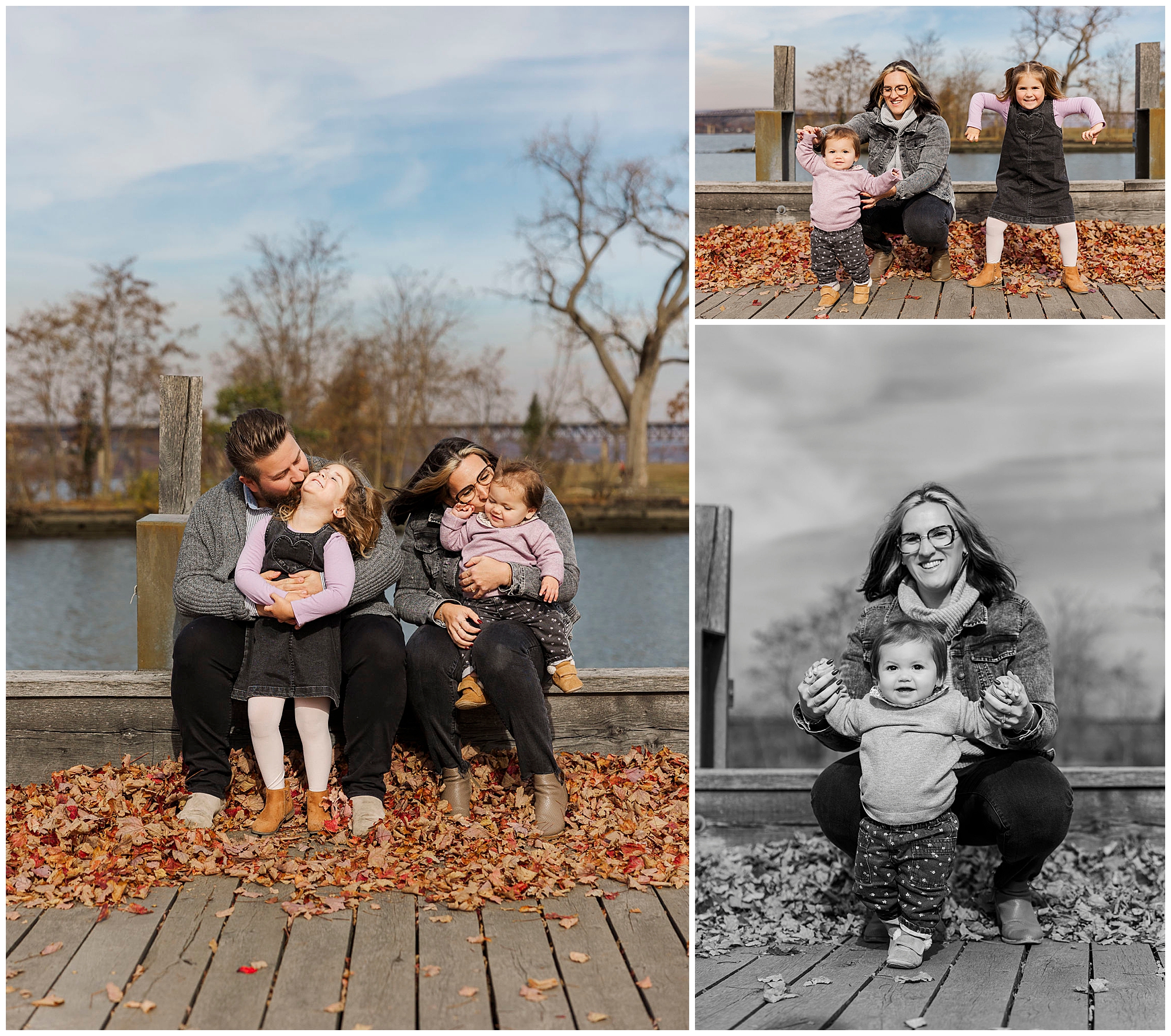 Colorful long dock park family photoshoot in fall