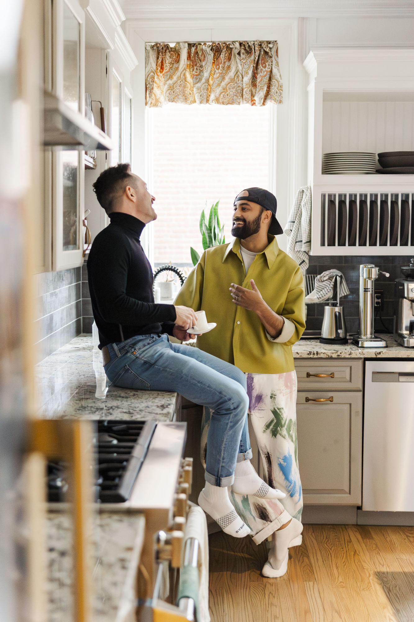 Colorful in home engagement session