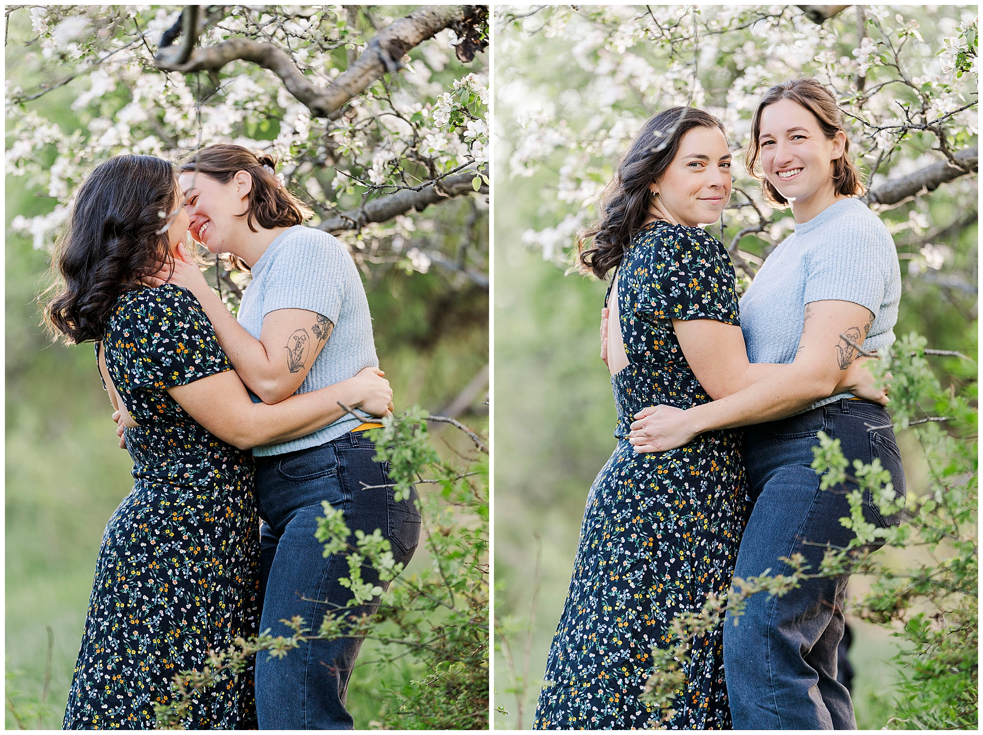 Sweet apple orchard engagement photos in the hudson valley