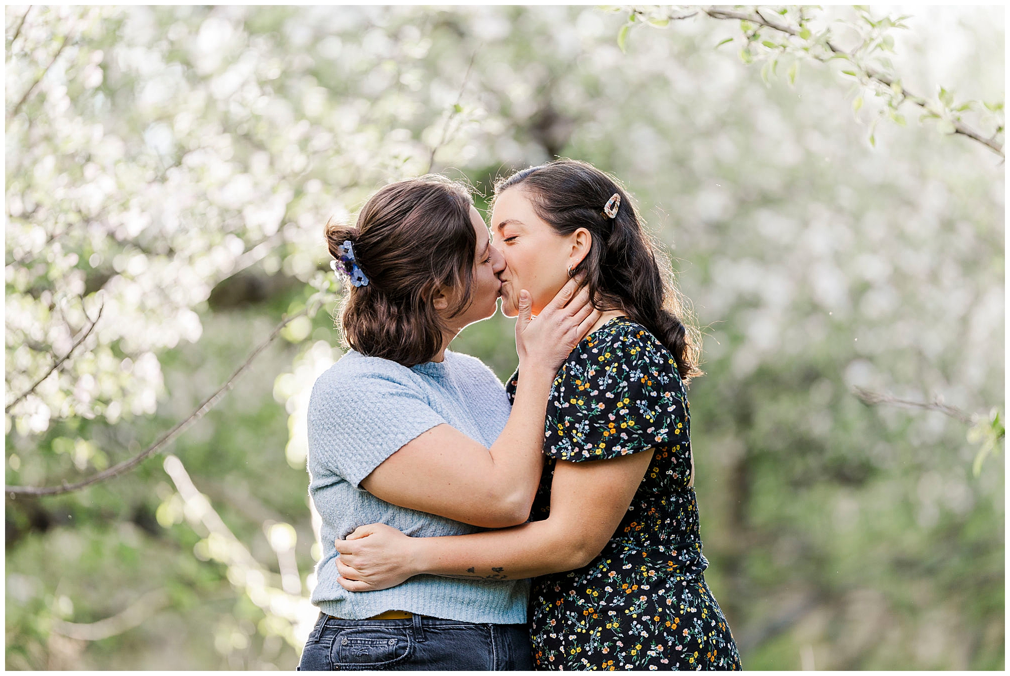 Joy-Filled apple orchard engagement photos in the hudson valley