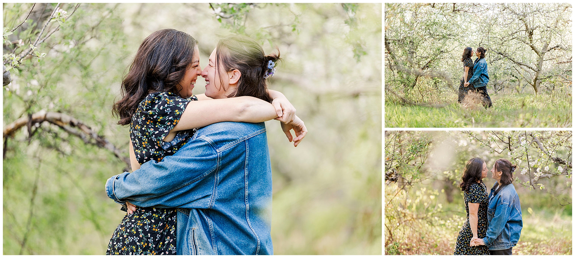 Dreamy apple orchard engagement photos in the hudson valley
