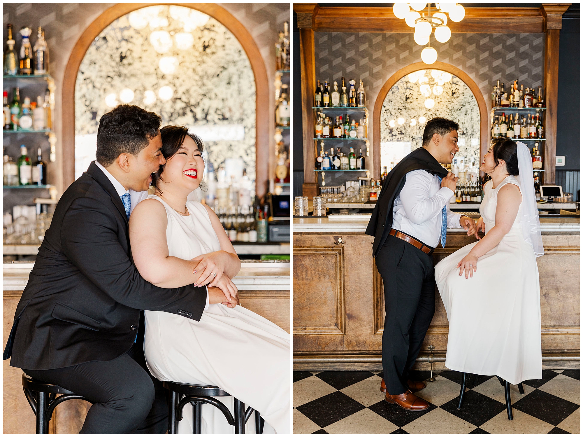 Trendy bar engagement shoot in the hudson valley