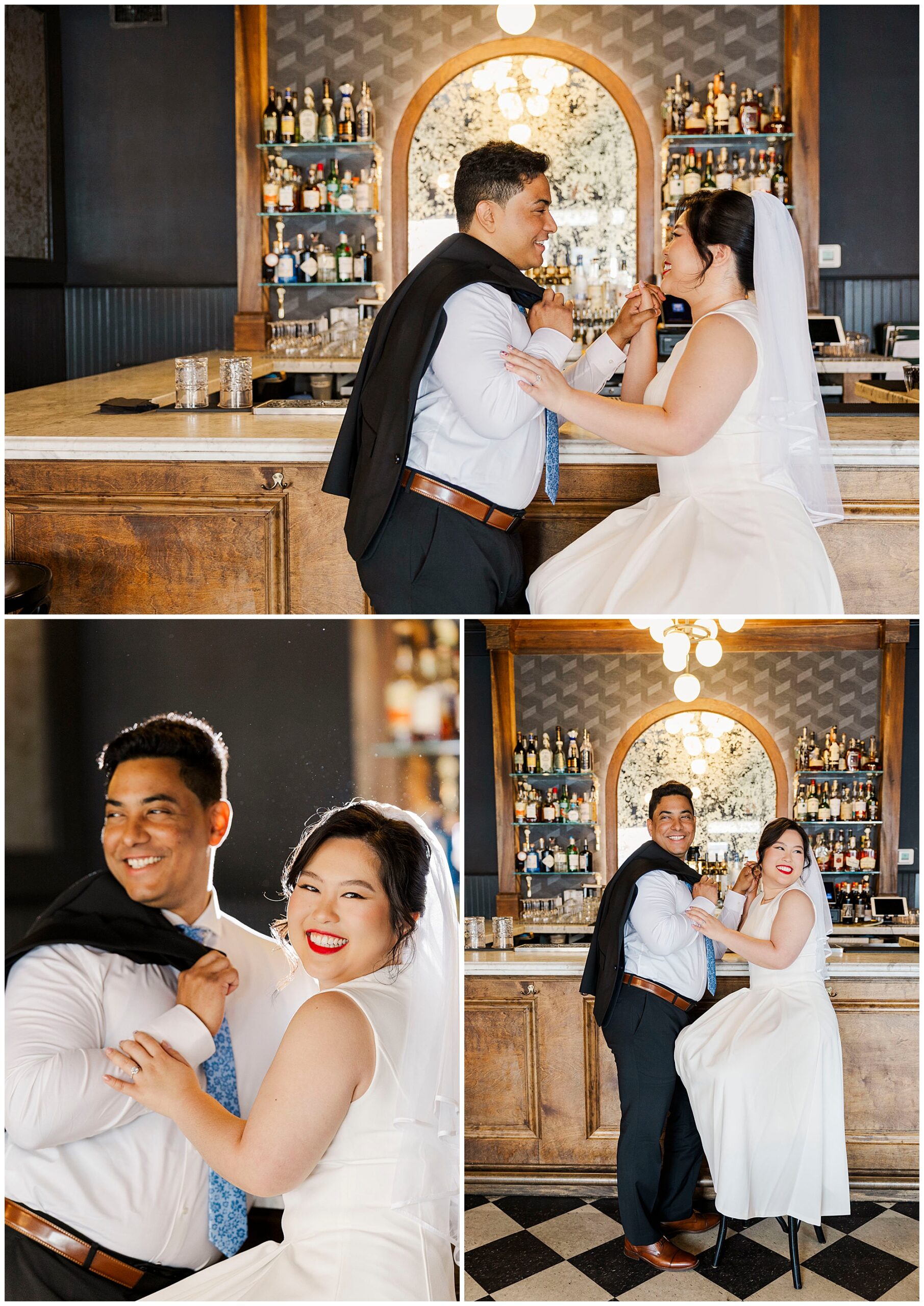 Modern bar engagement shoot in the hudson valley