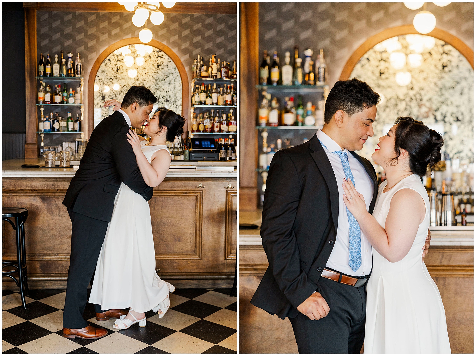 Sweet bar engagement shoot in the hudson valley
