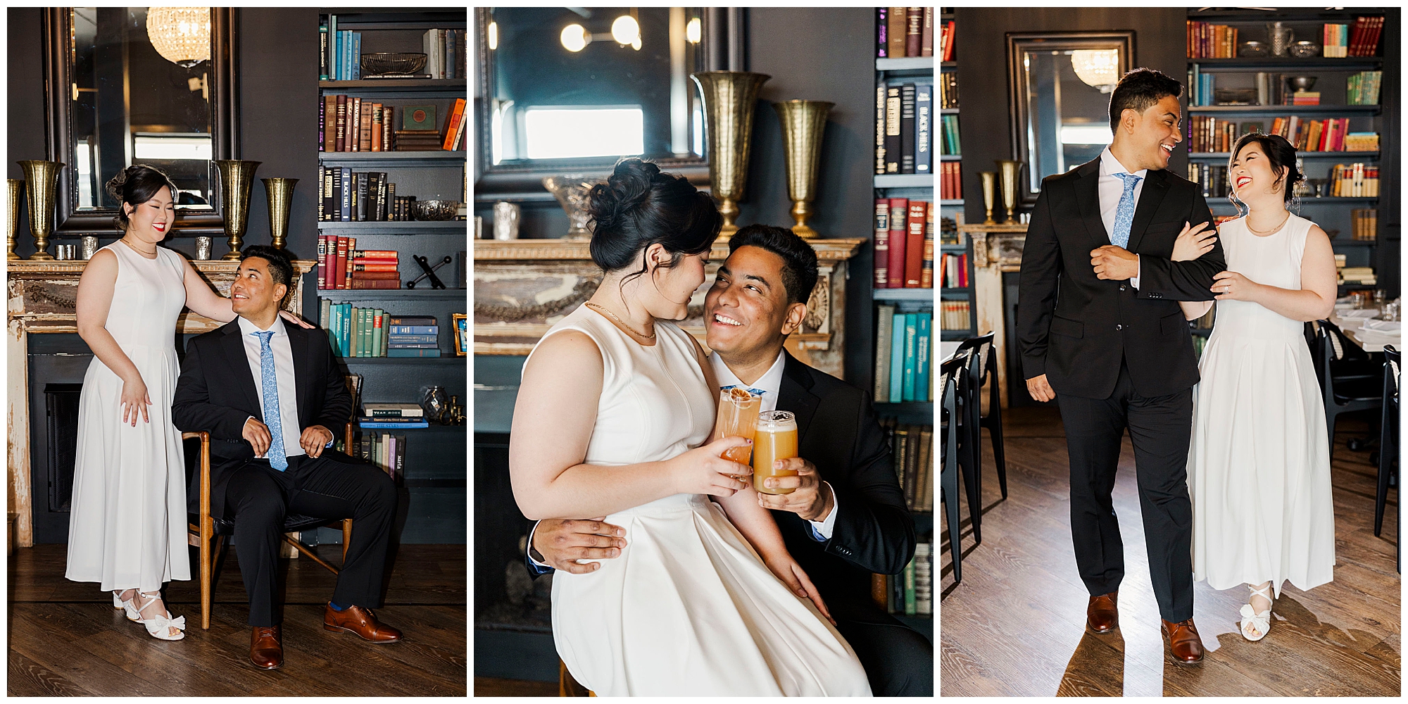 Striking bar engagement shoot in the hudson valley