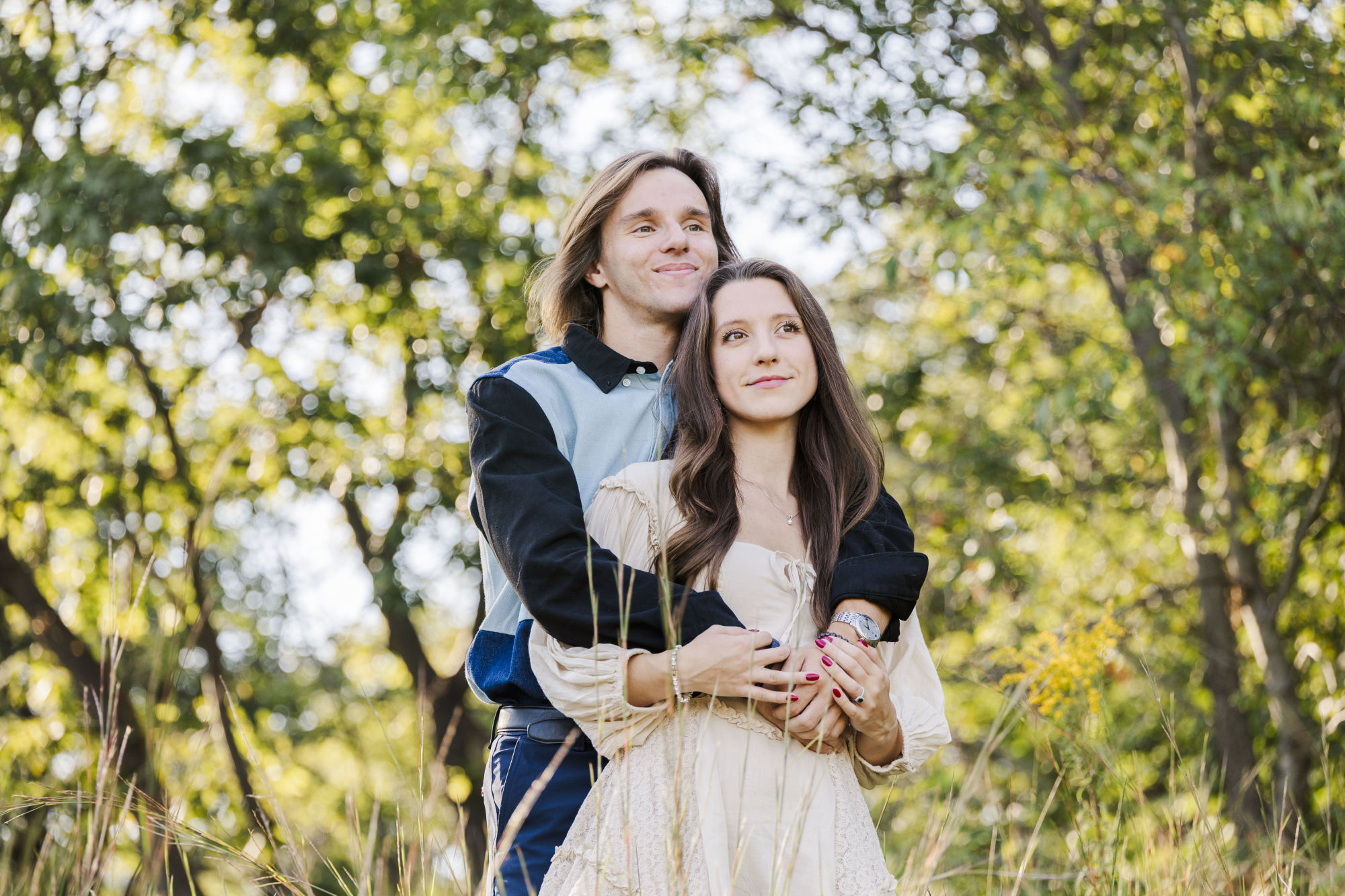 candid cold spring engagement session