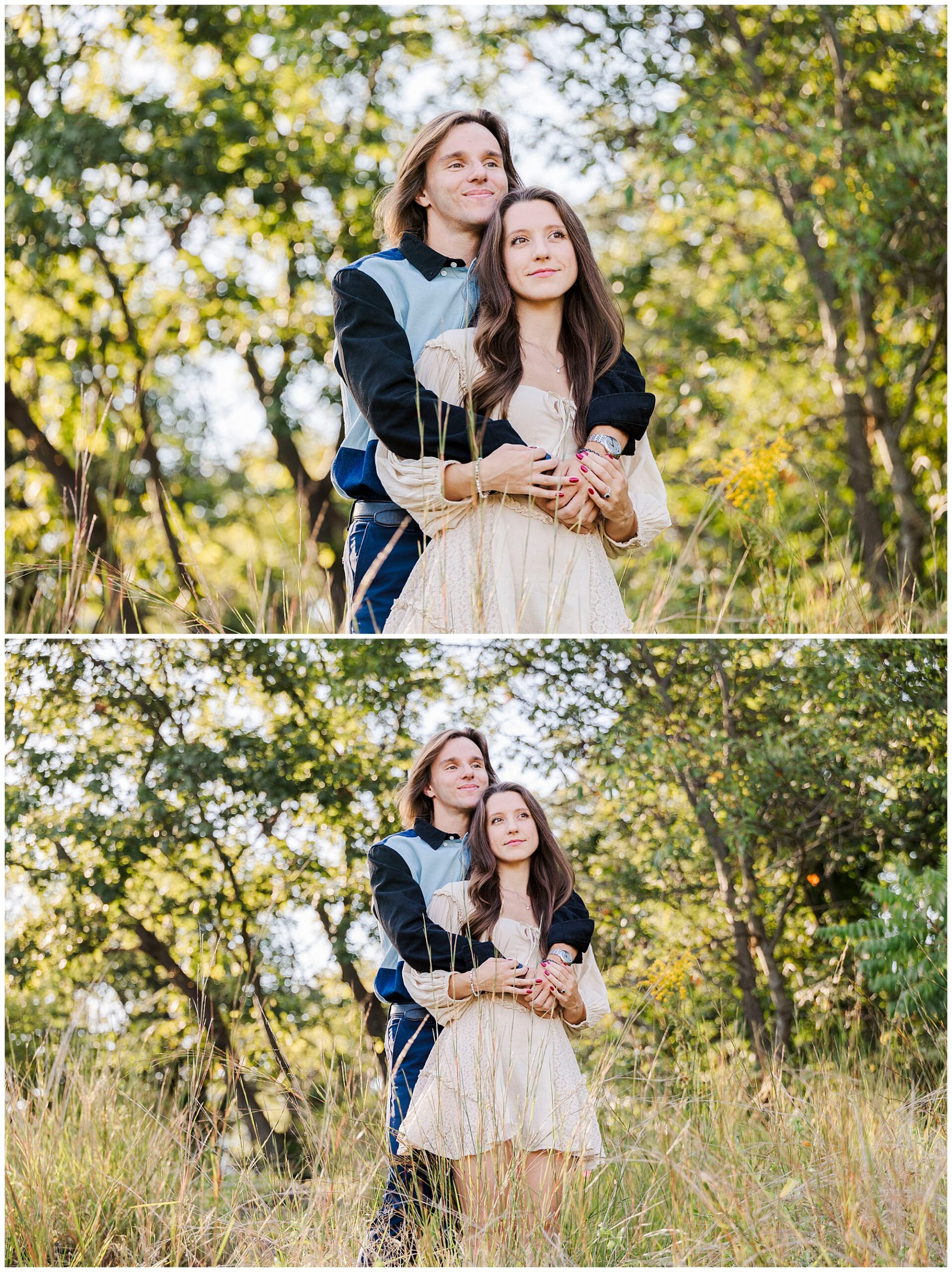 cold spring engagement session at sunset