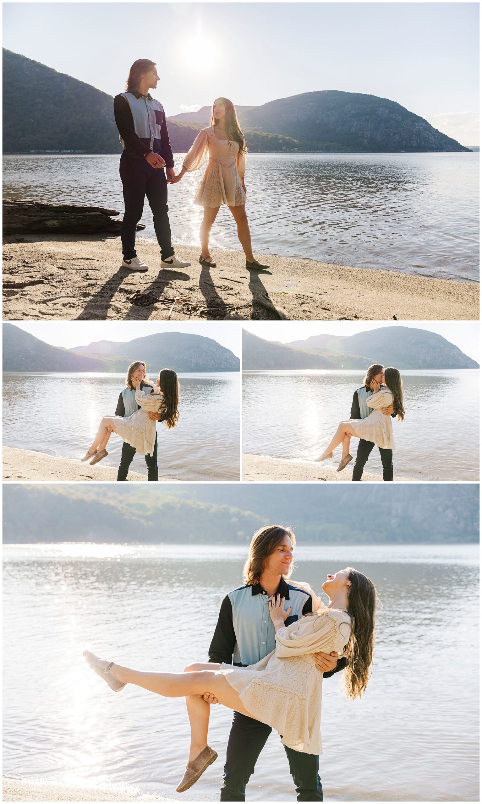 romantic cold spring engagement session