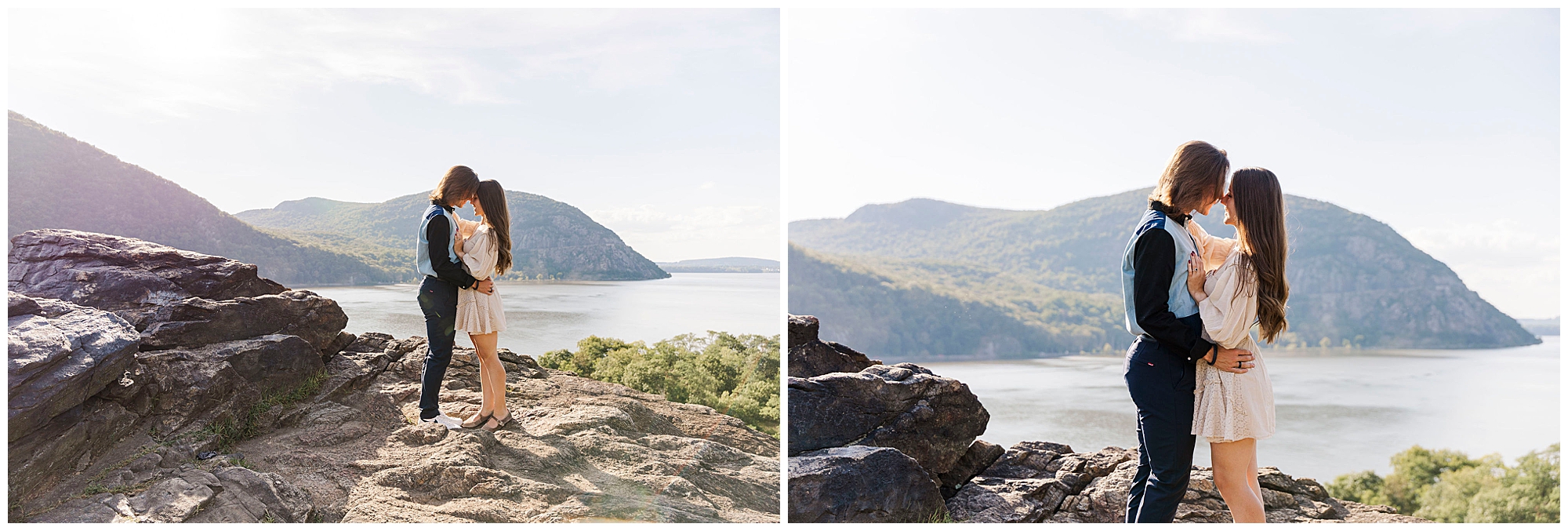 cheerful cold spring engagement session