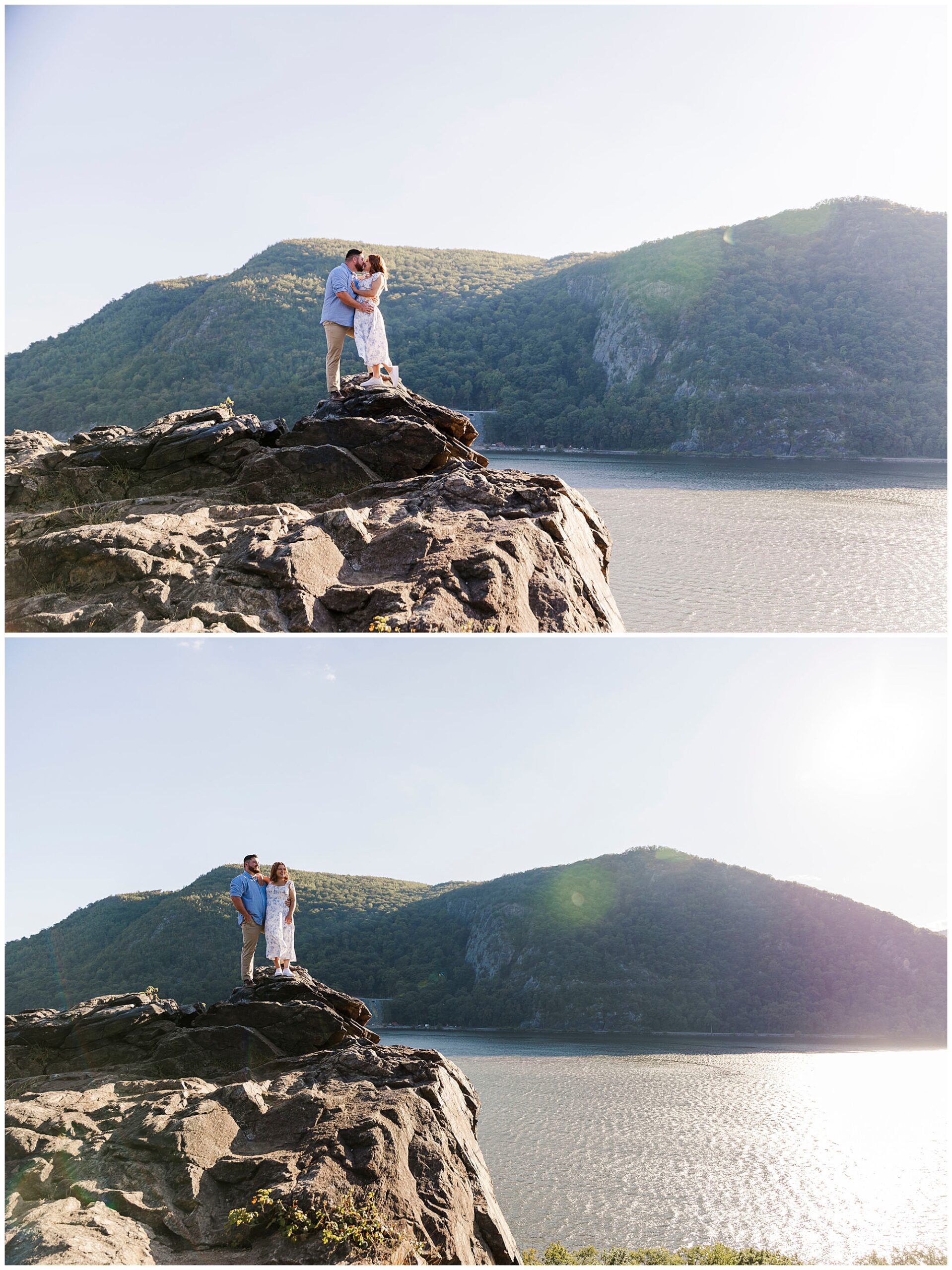 Joyful Hudson Valley hiking trail engagement shoot