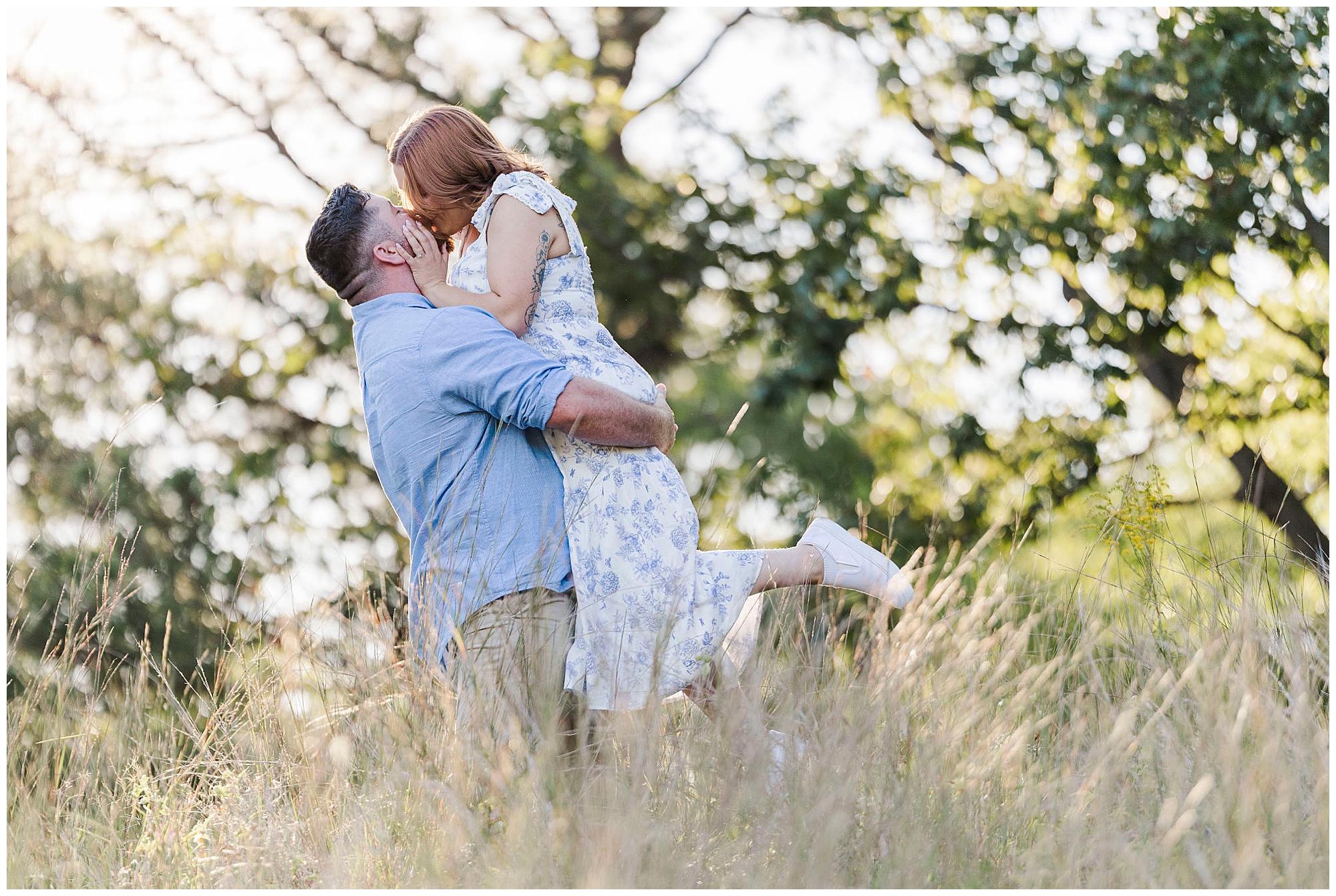 Playful Hudson Valley hiking trail engagement shoot
