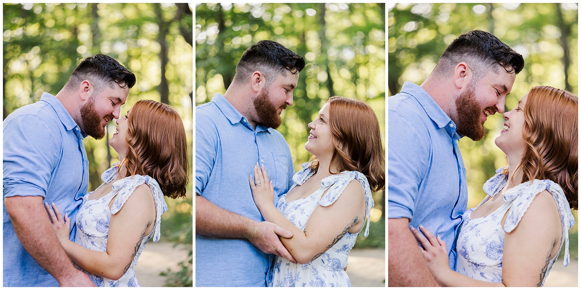 Charming Hudson Valley hiking trail engagement shoot