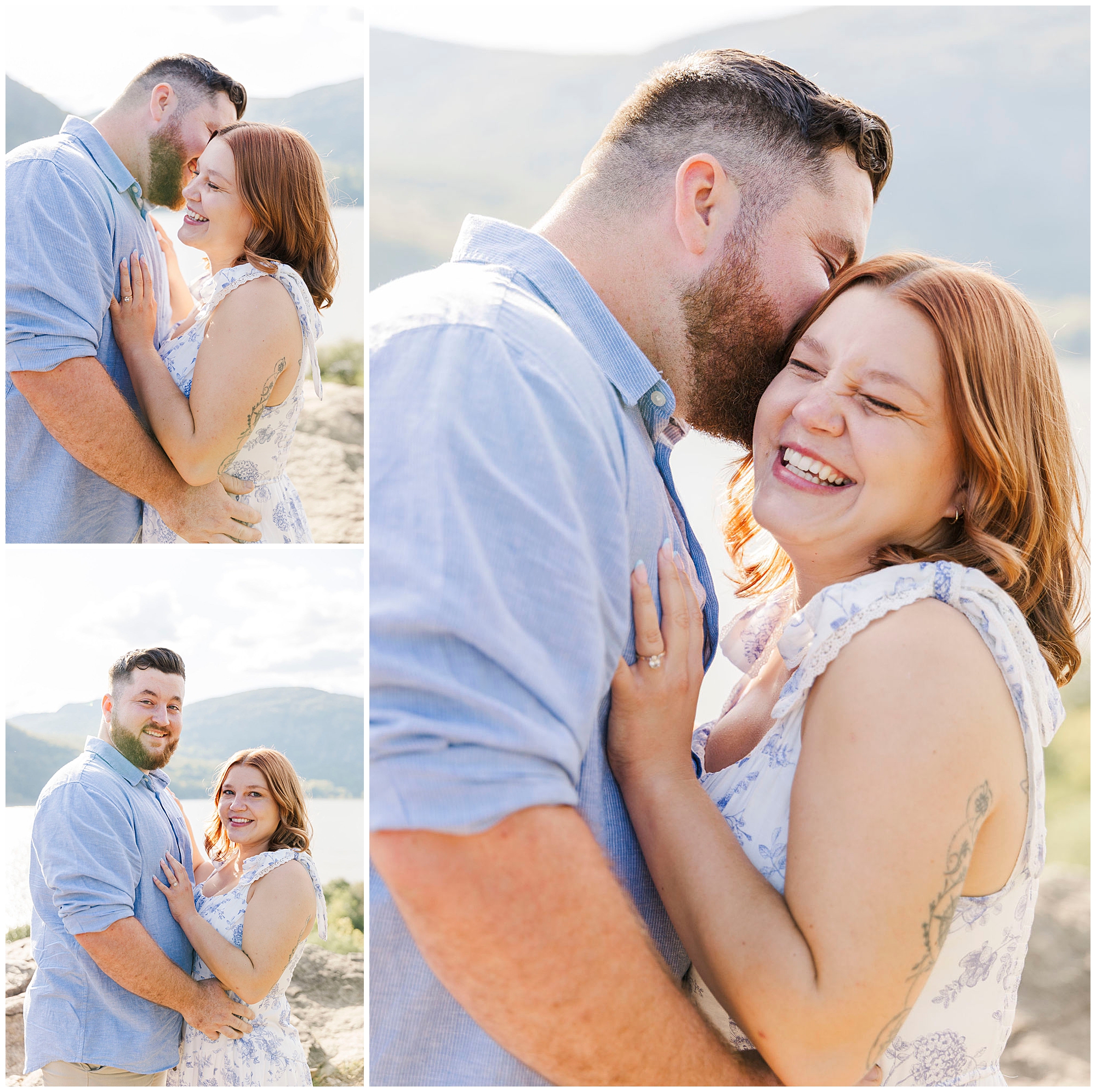 Natural Hudson Valley hiking trail engagement shoot